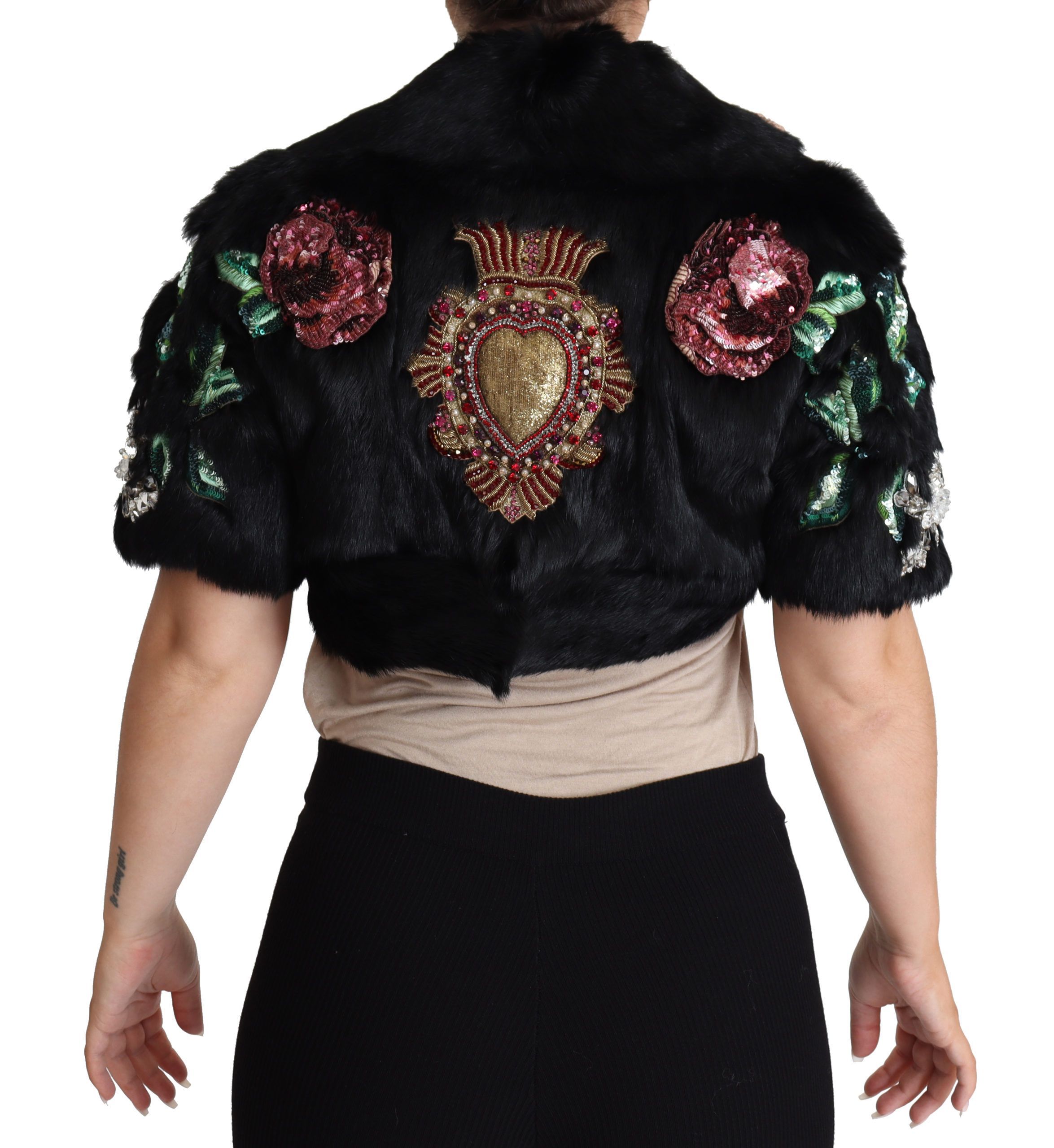 Rabbit Fur Crystals Sequin Women's Coat - Dolce & Gabbana - Modalova