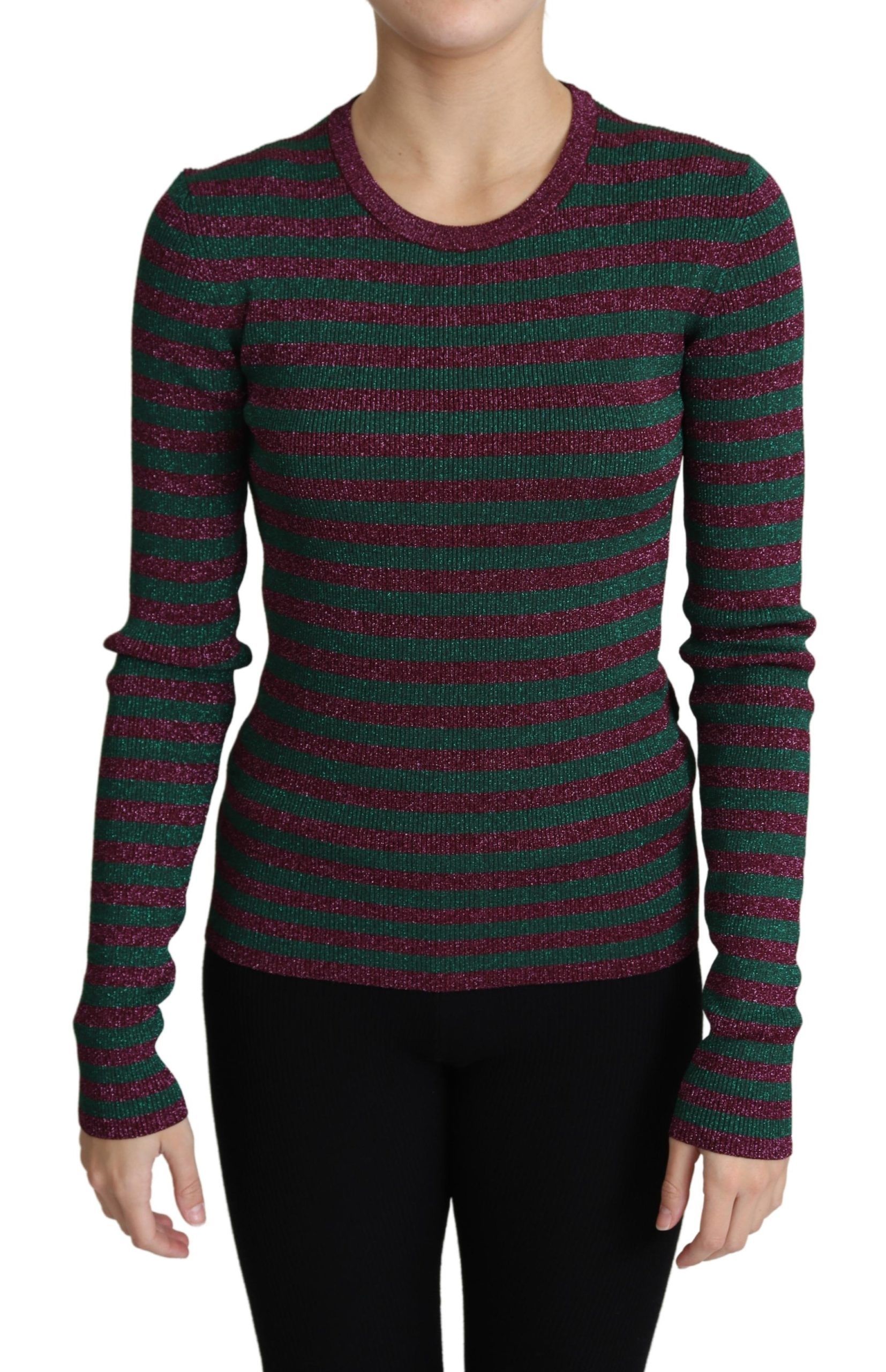 Multicolor Stripes Crew Neck Pullover Women's Sweater - Dolce & Gabbana - Modalova