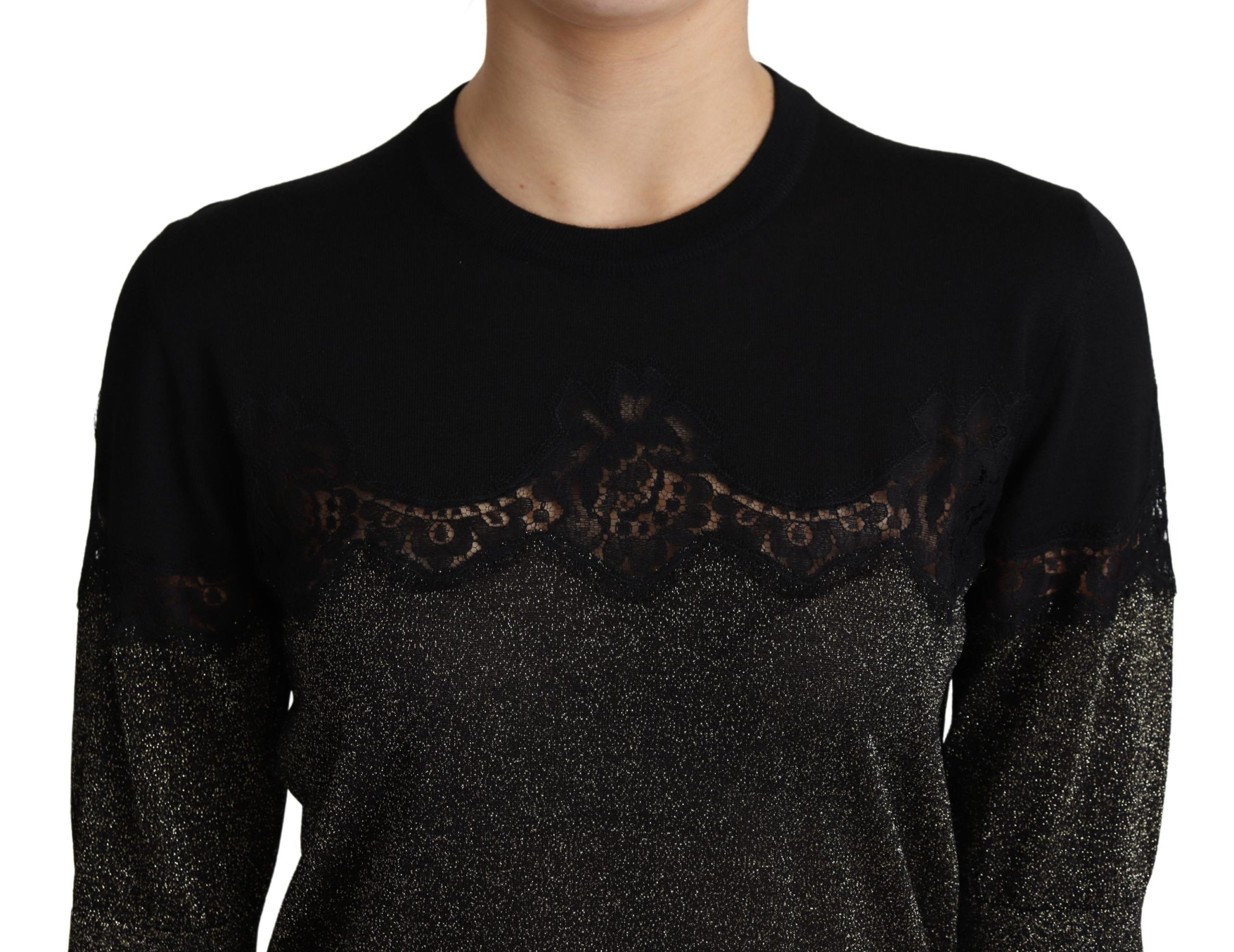 Shiny Lurex Lace Insert Pullover Women's Top - Dolce & Gabbana - Modalova