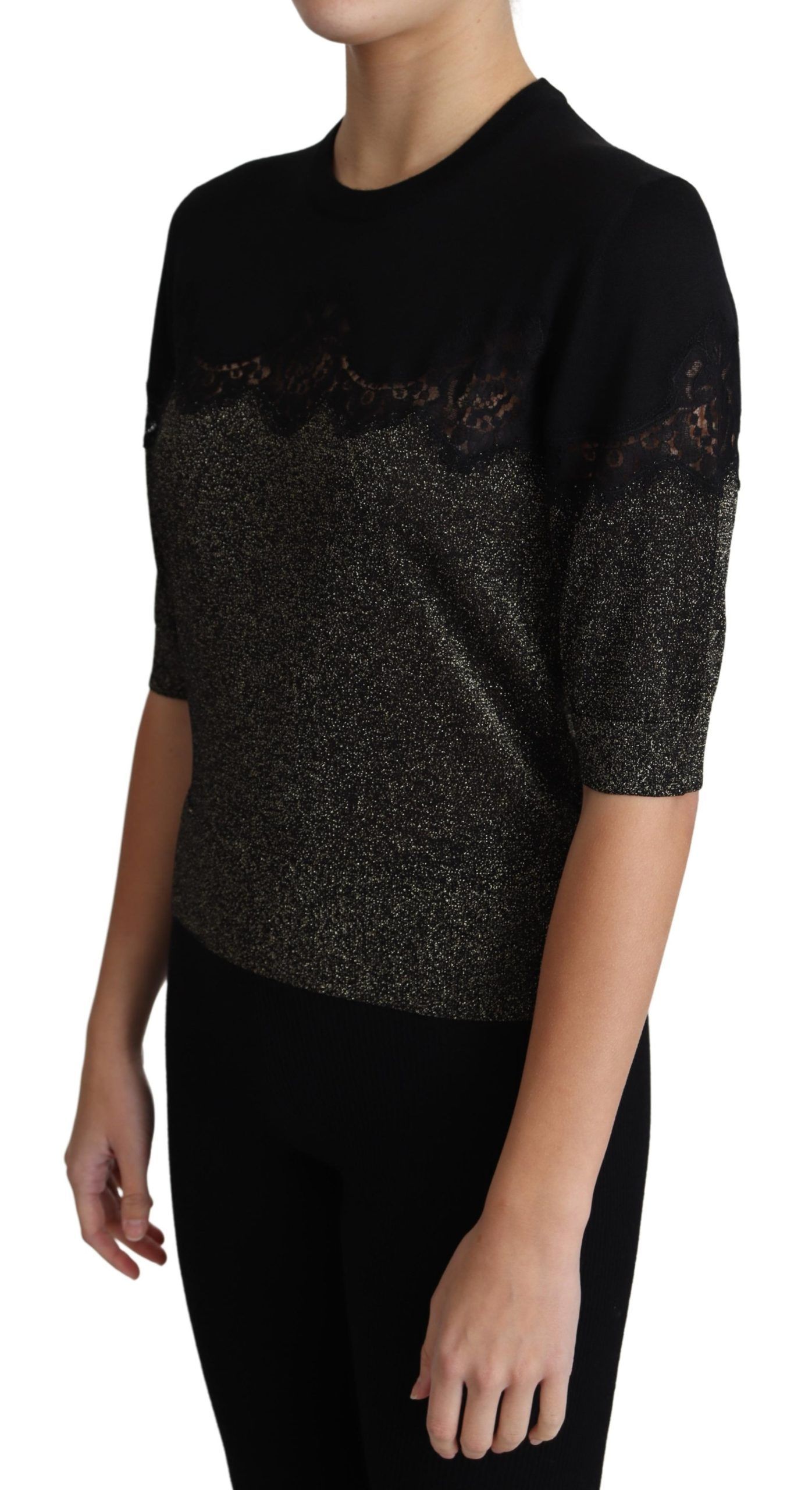 Shiny Lurex Lace Insert Pullover Women's Top - Dolce & Gabbana - Modalova