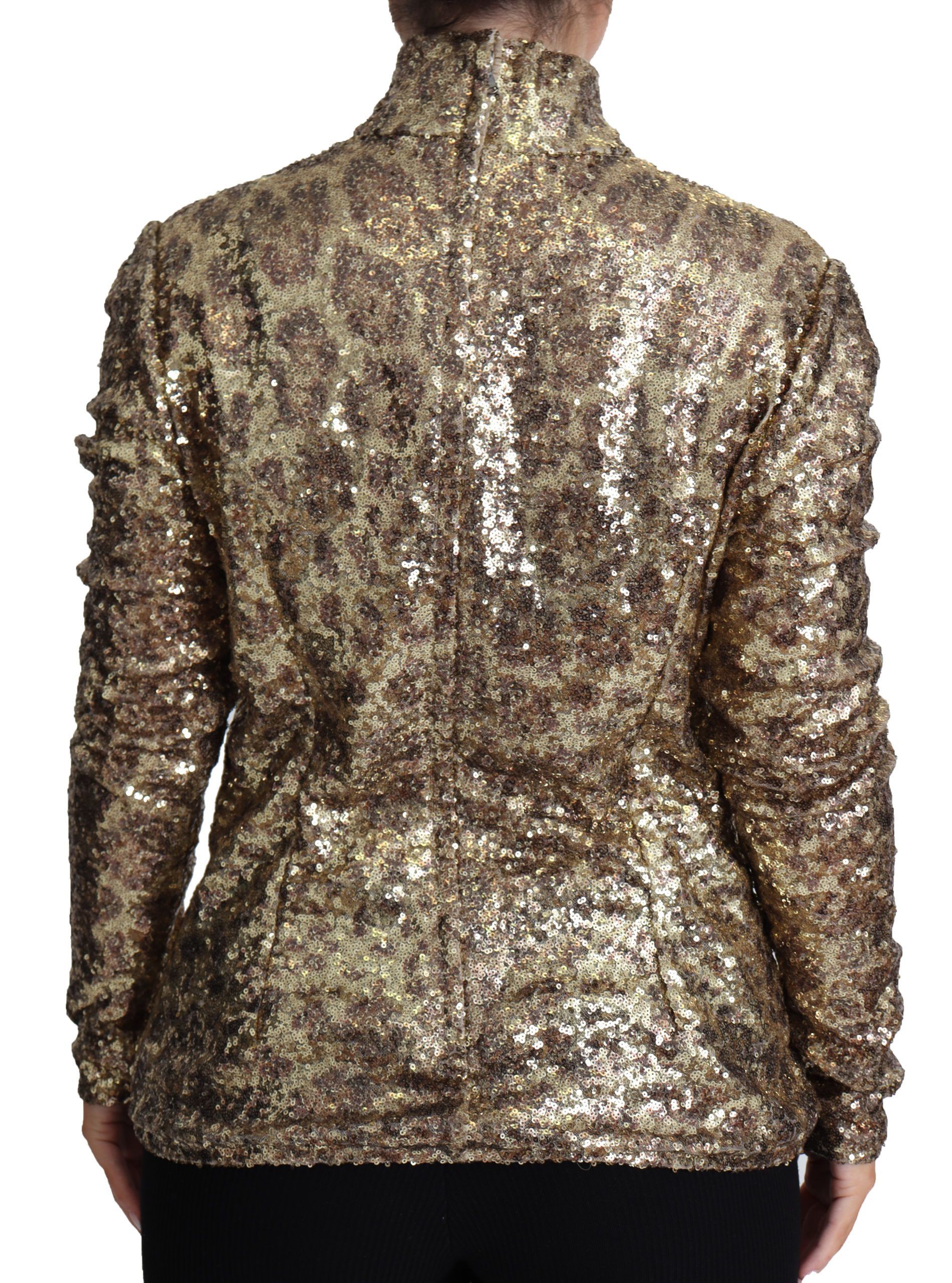 Leopard Fit Turtleneck Sequin Women's Sweater - Dolce & Gabbana - Modalova