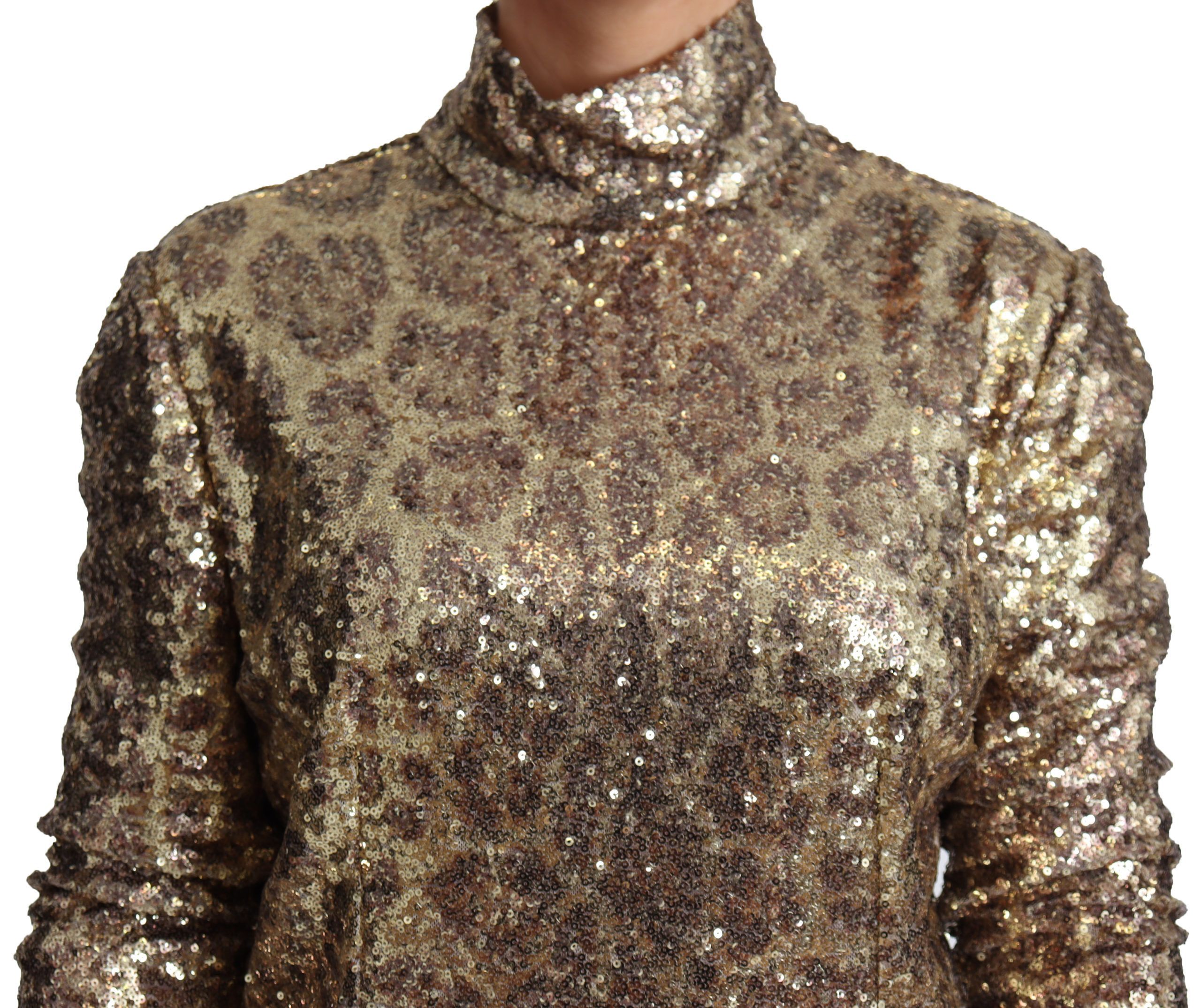 Leopard Fit Turtleneck Sequin Women's Sweater - Dolce & Gabbana - Modalova