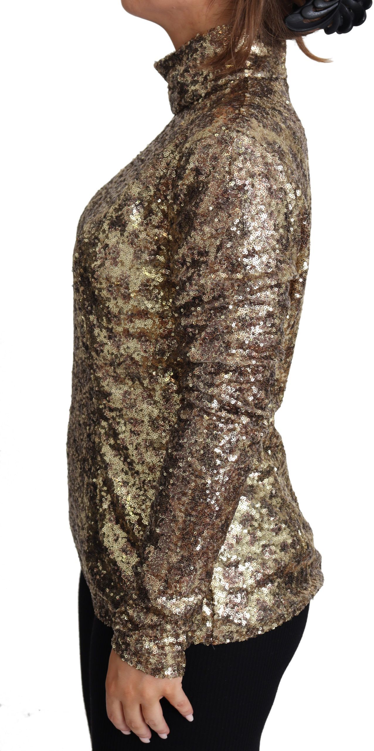 Leopard Fit Turtleneck Sequin Women's Sweater - Dolce & Gabbana - Modalova