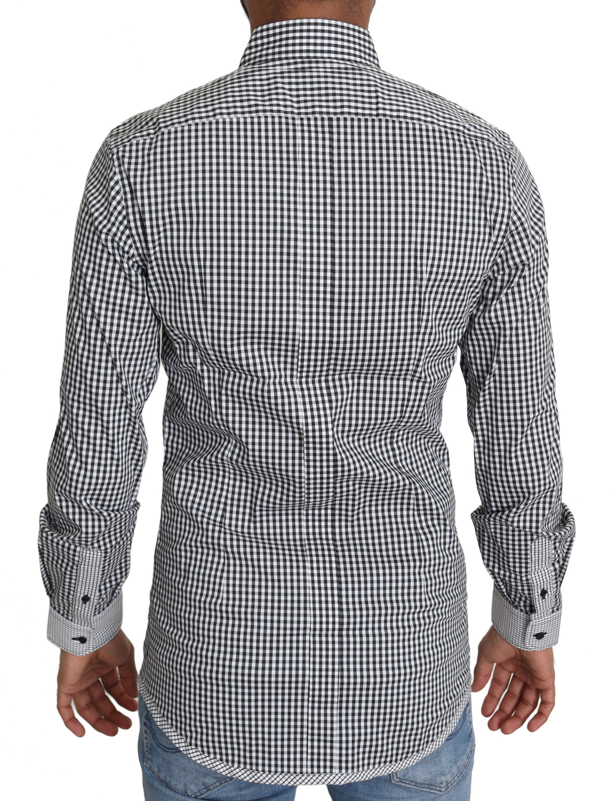 White Checkered Casual Men's Shirt - Dolce & Gabbana - Modalova