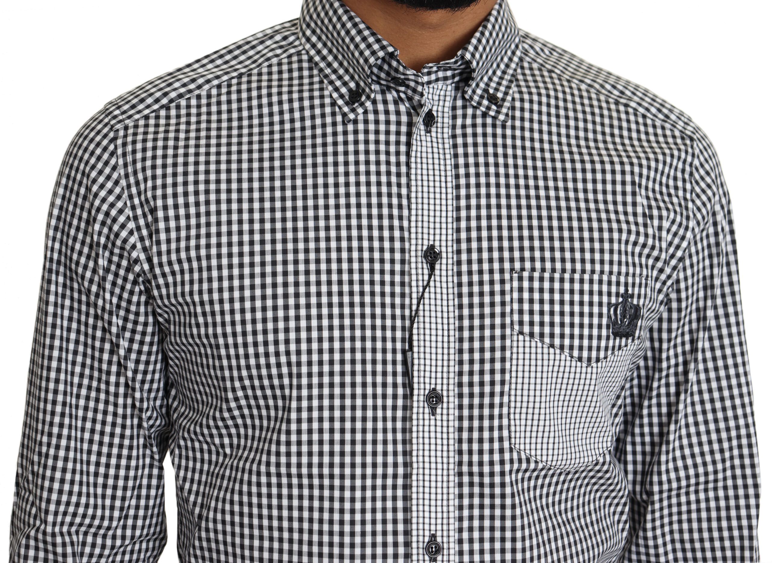 White Checkered Casual Men's Shirt - Dolce & Gabbana - Modalova