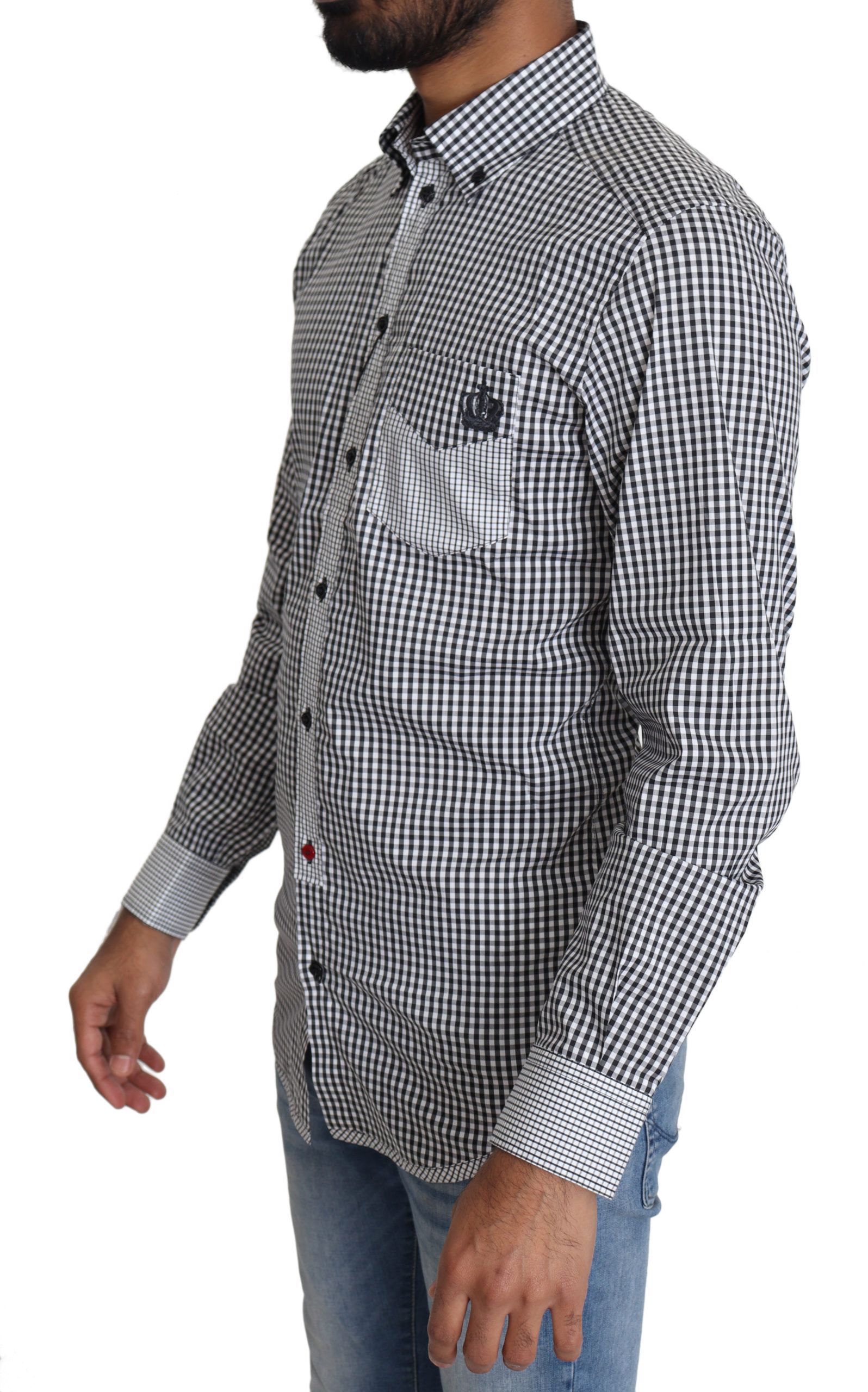 White Checkered Casual Men's Shirt - Dolce & Gabbana - Modalova