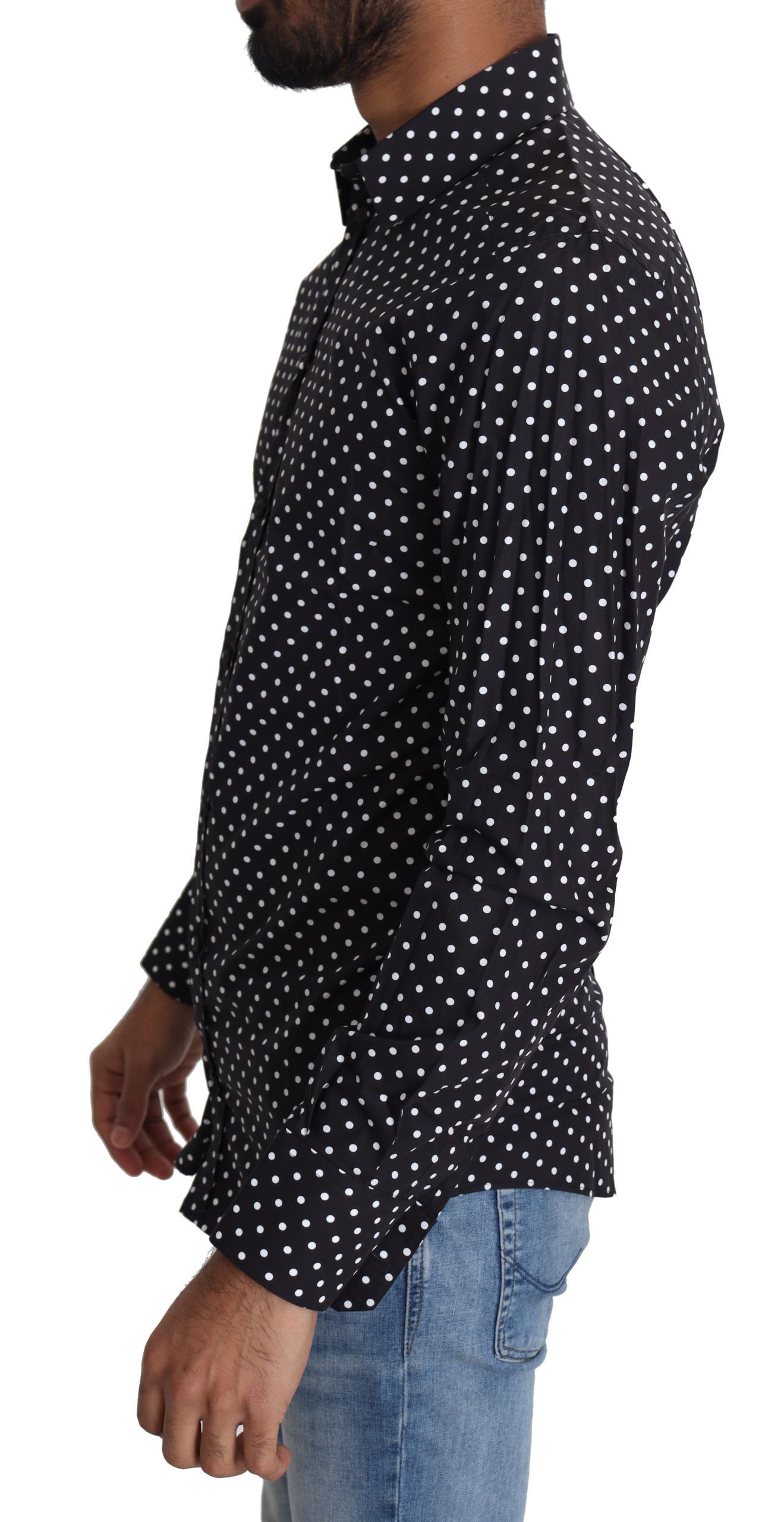 White Polka Dots Casual Men's Shirt - Dolce & Gabbana - Modalova