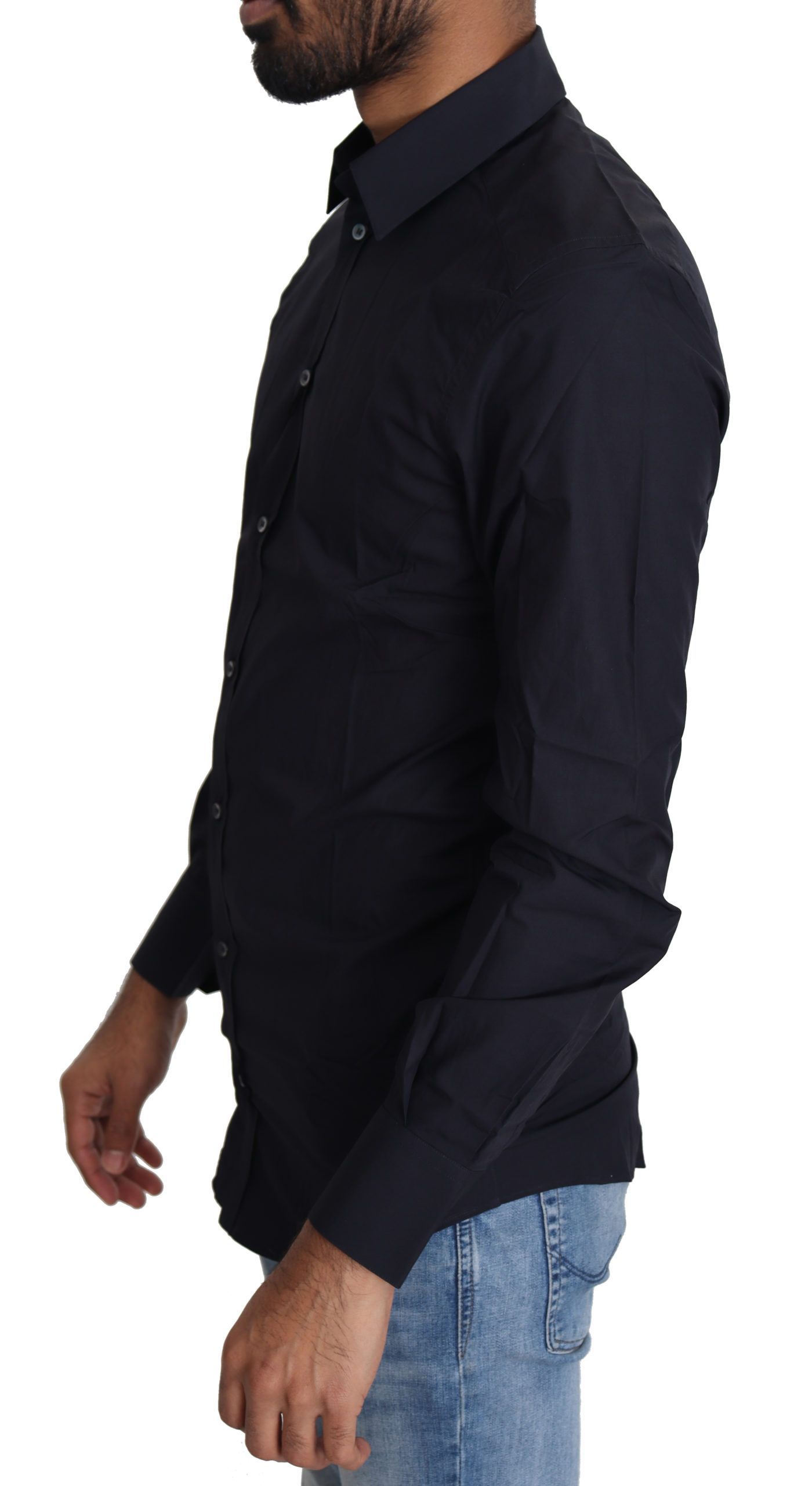 Navy Blue Cotton Formal Dress Men's Shirt - Dolce & Gabbana - Modalova