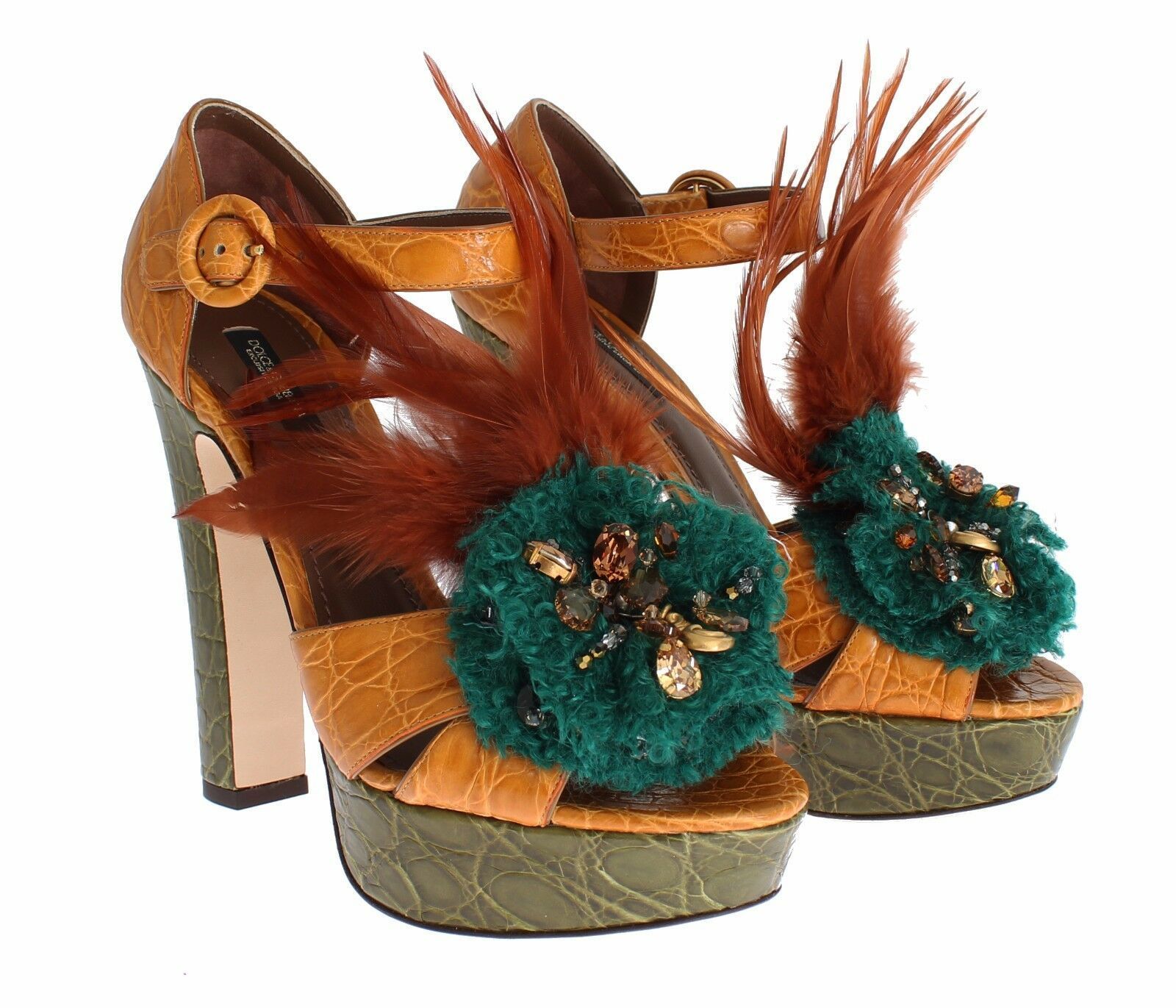 Leather Crystal Platform Sandal Women's Shoes - Dolce & Gabbana - Modalova