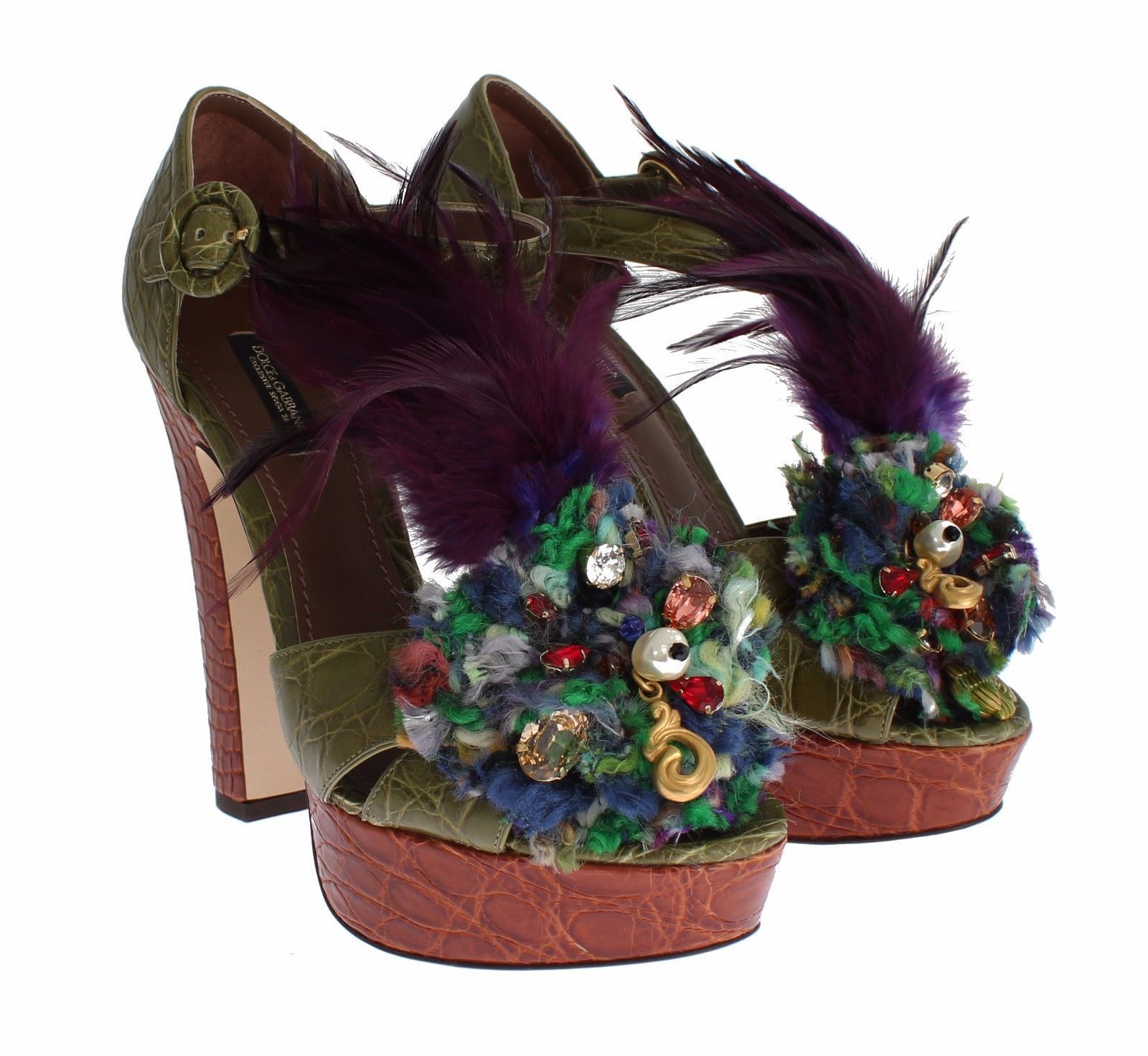 Leather Crystal Platform Sandal Women's Shoes - Dolce & Gabbana - Modalova