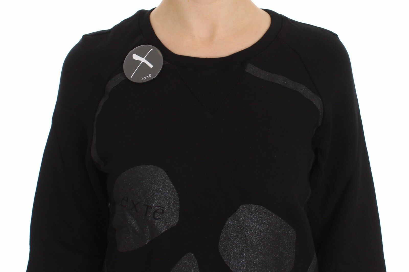 Cotton Motive Print Crewneck Pullover Women's Sweater - Exte - Modalova