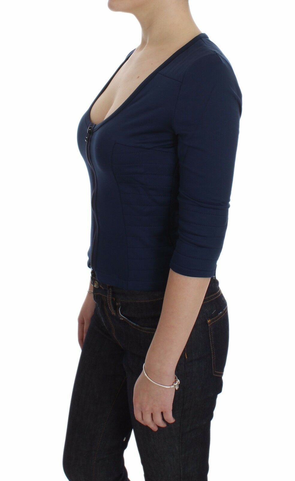 Cotton Top Zipper Deep Crew-neck Women's Sweater - Exte - Modalova
