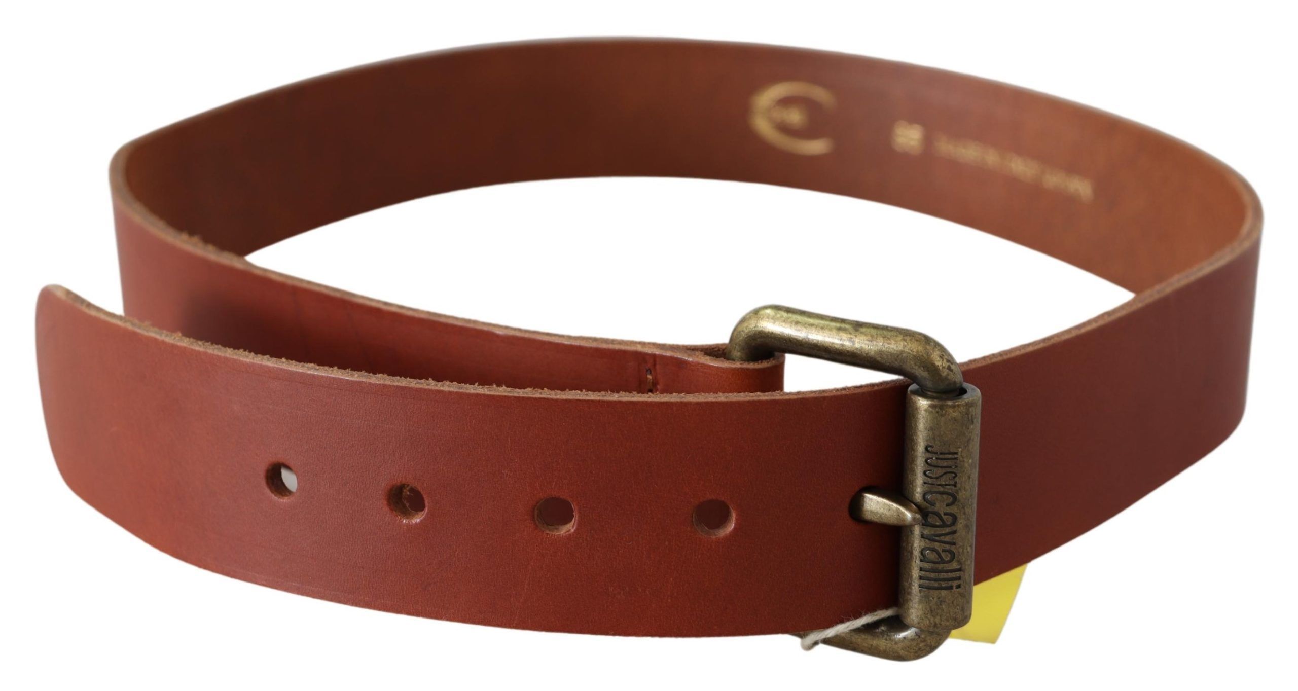 Leather Logo Bronze Rustic Metal Buckle Women's Belt - Just Cavalli - Modalova