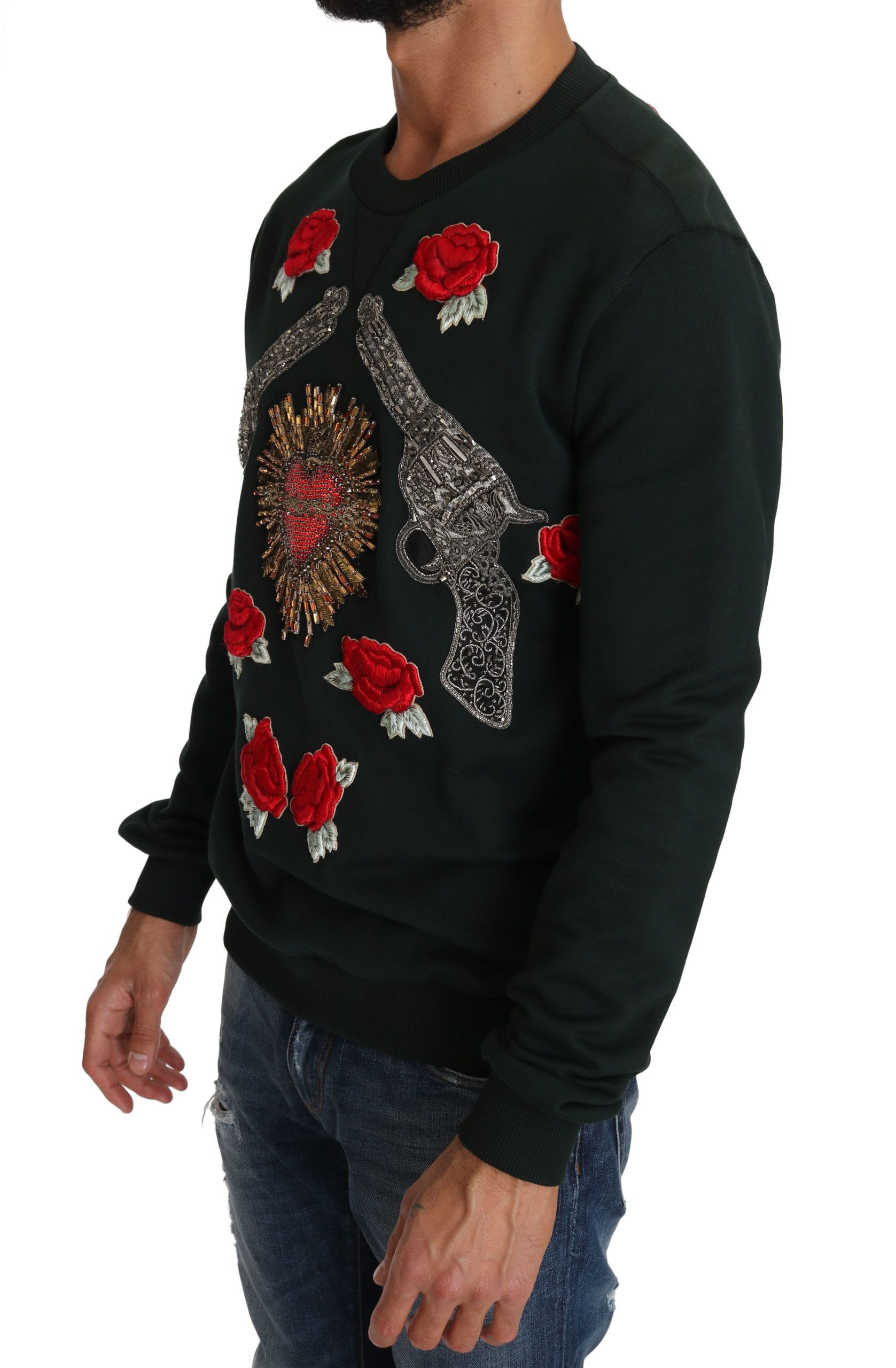 Crystal Heart Roses Gun Men's Sweater - Dolce & Gabbana - Modalova