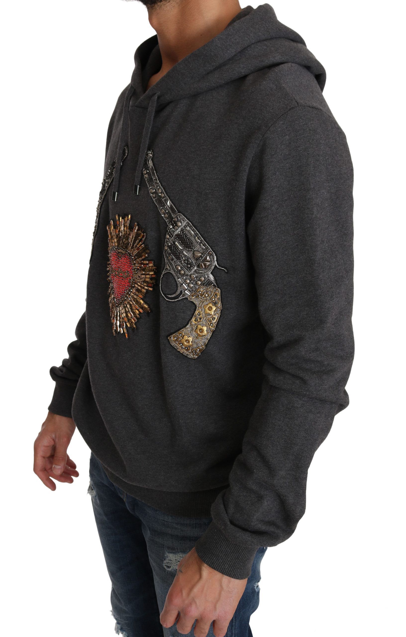 Hooded Red Crystal Heart Gun Men's Sweater - Dolce & Gabbana - Modalova