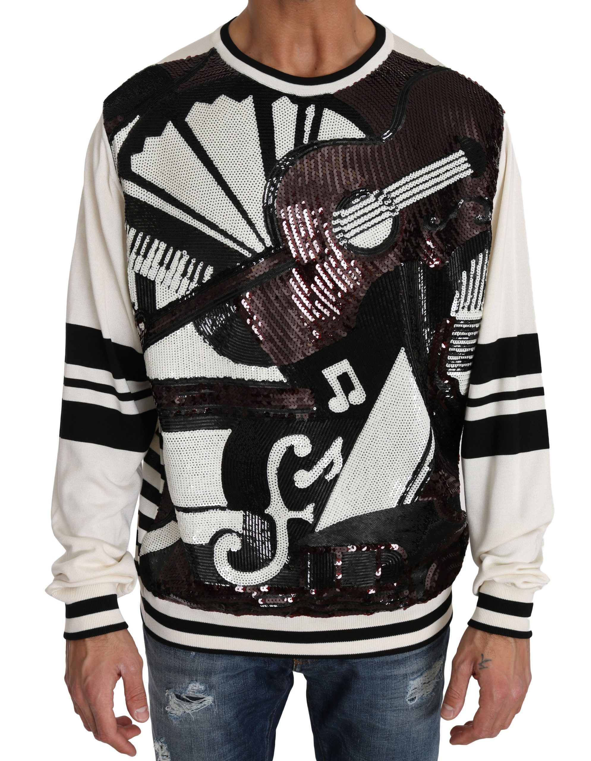 Jazz Sequined Guitar Pullover Top Men's Sweater - Dolce & Gabbana - Modalova