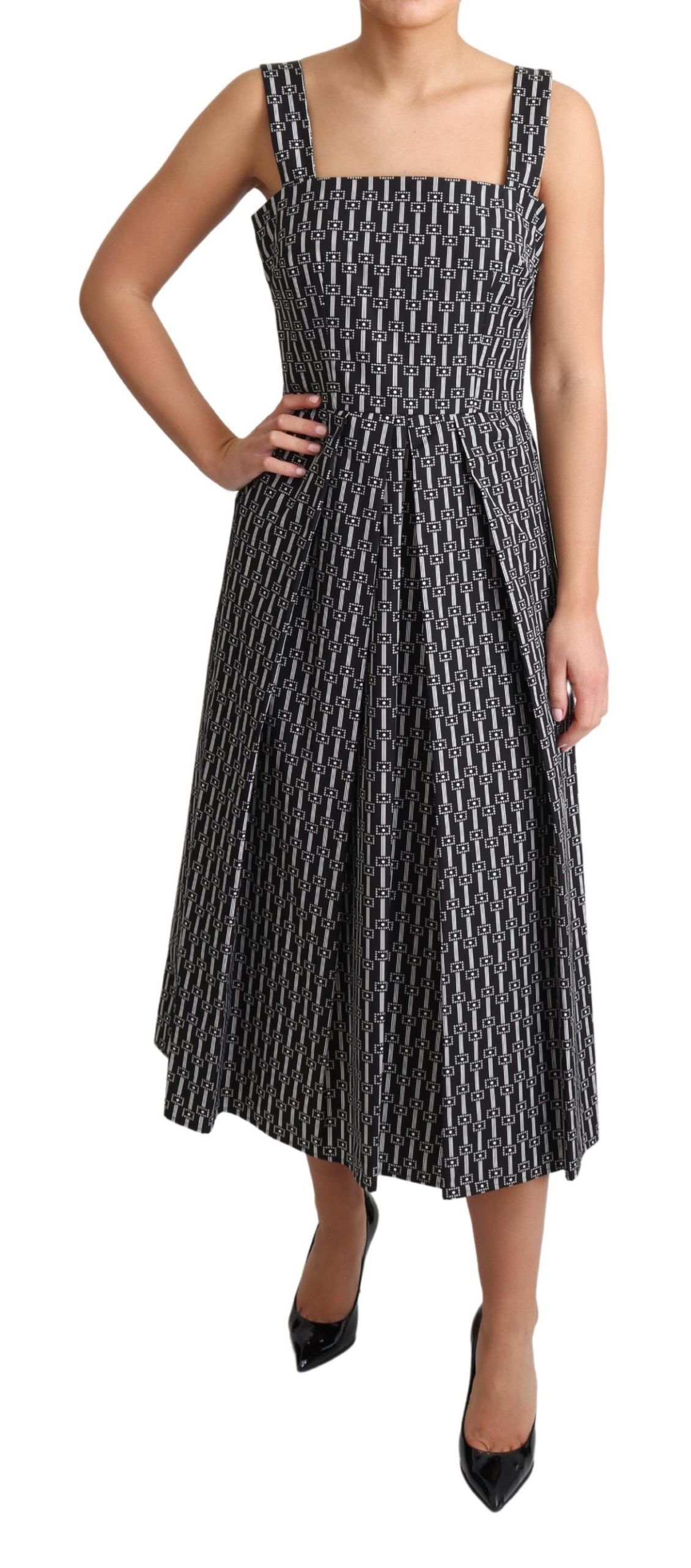 White Pattern Cotton A-Line Women's Dress - Dolce & Gabbana - Modalova