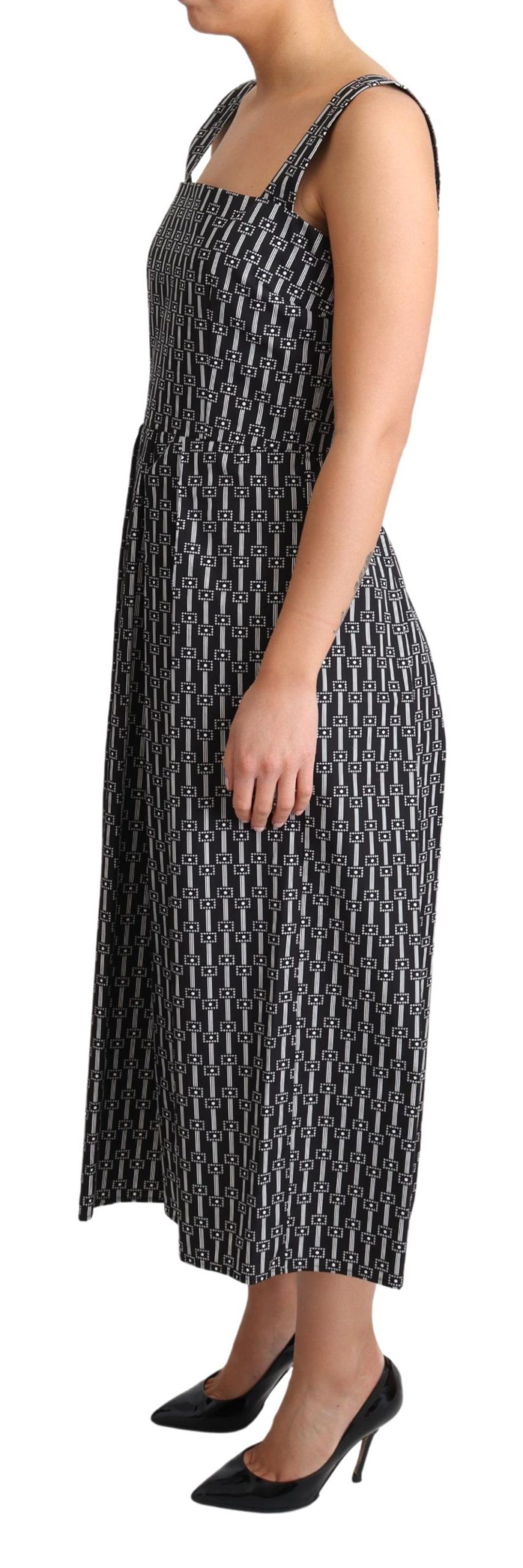 White Pattern Cotton A-Line Women's Dress - Dolce & Gabbana - Modalova