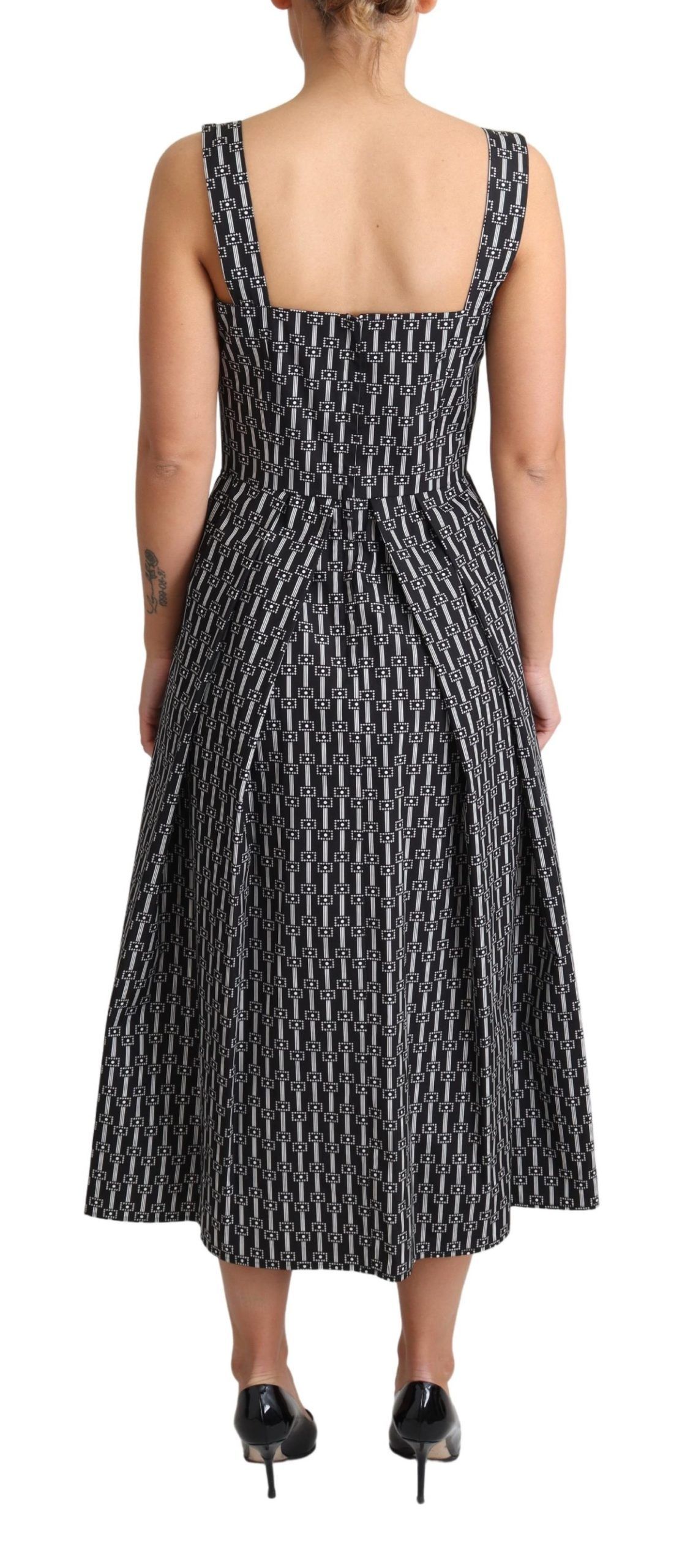 White Pattern Cotton A-Line Women's Dress - Dolce & Gabbana - Modalova