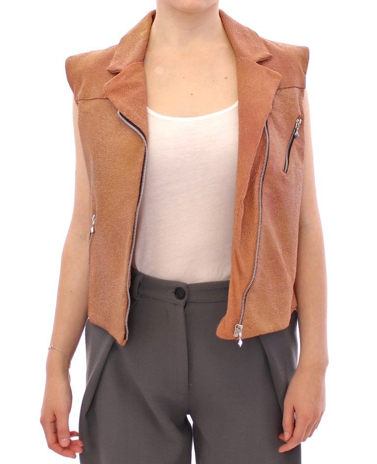Leather Jacket Women's Vest - La Maison du Couturier - Modalova