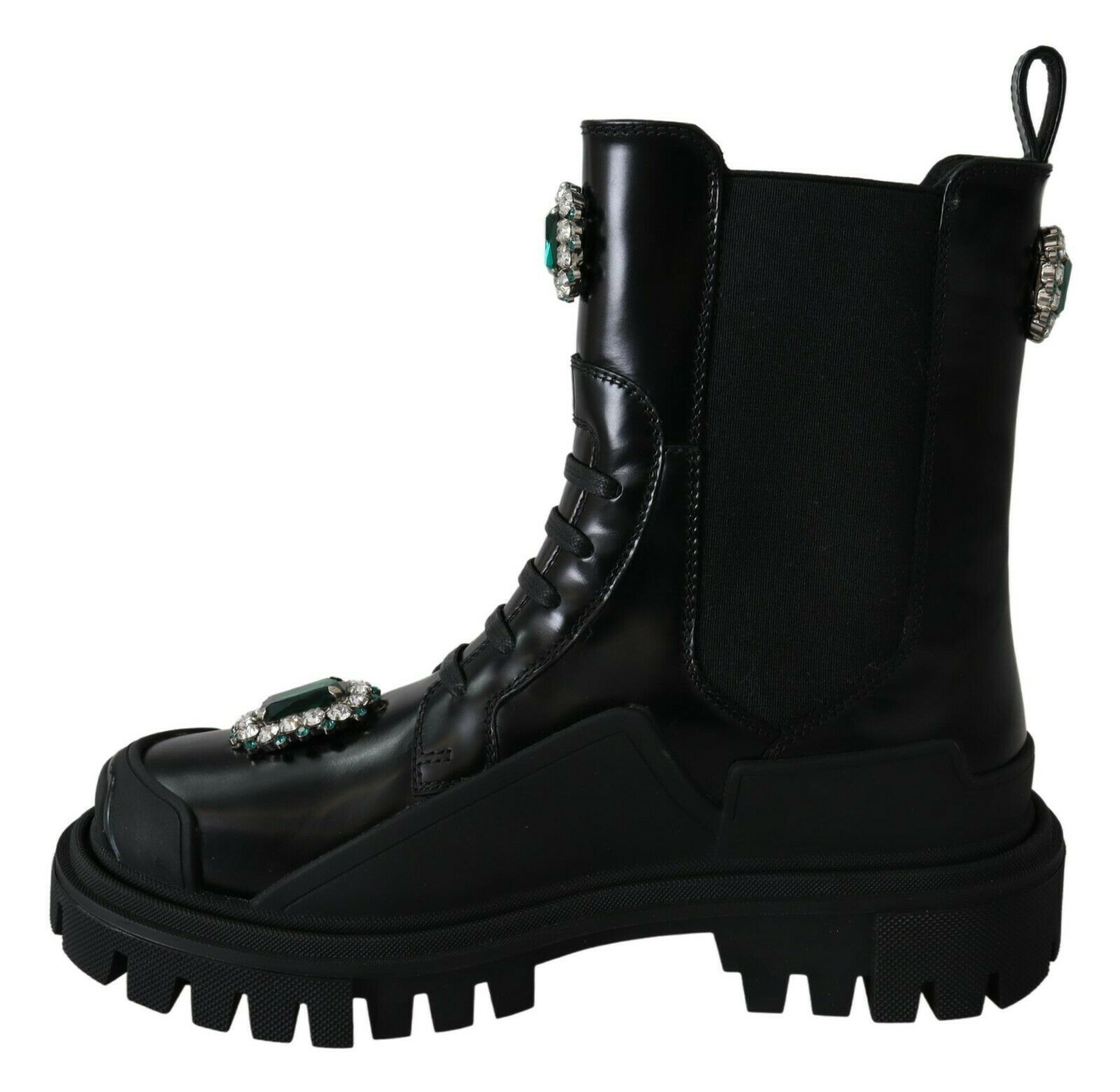 Leather Crystal Combat Women's Boots - Dolce & Gabbana - Modalova