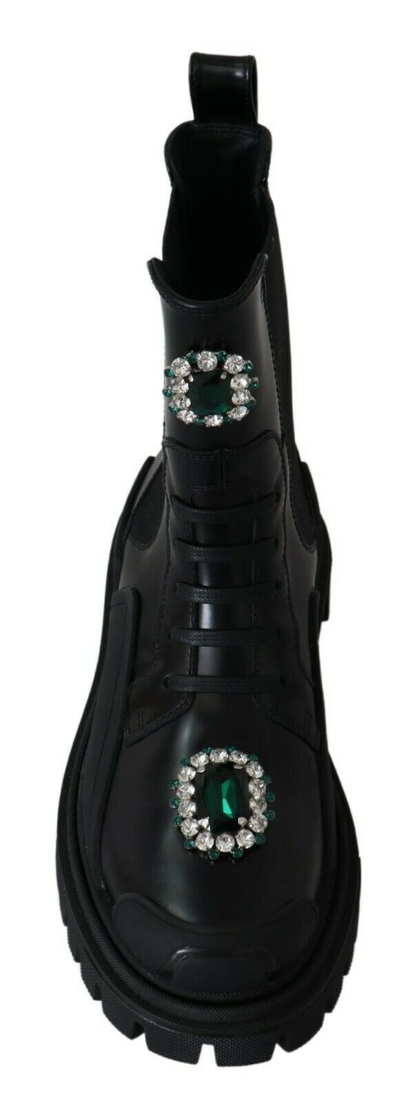 Leather Crystal Combat Women's Boots - Dolce & Gabbana - Modalova