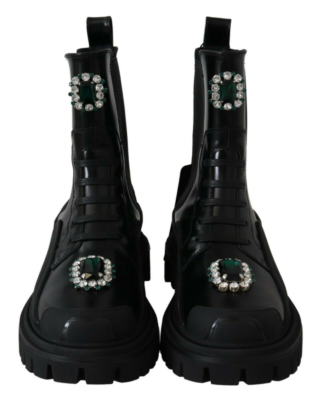 Leather Crystal Combat Women's Boots - Dolce & Gabbana - Modalova