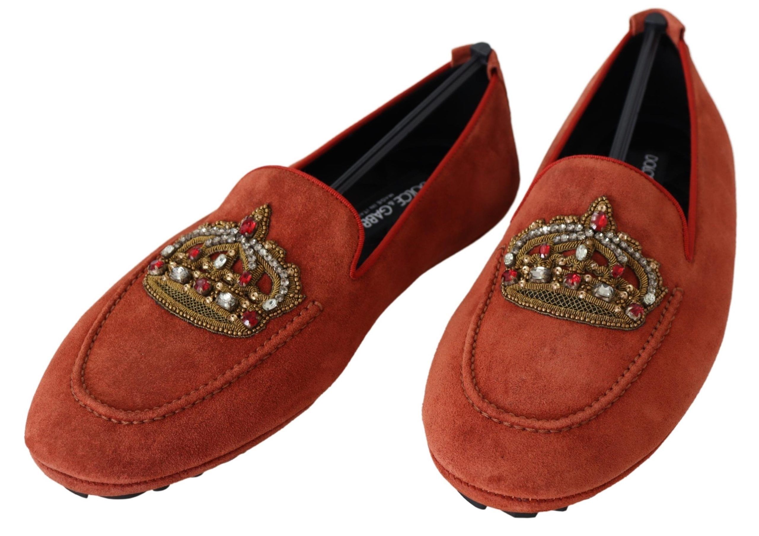 Leather Crystal Crown Loafers Men's Shoes - Dolce & Gabbana - Modalova