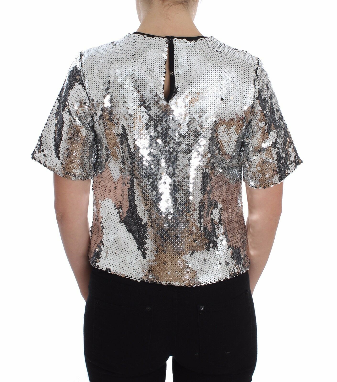 Sequined Crewneck Blouse T-shirt Women's Top - Dolce & Gabbana - Modalova