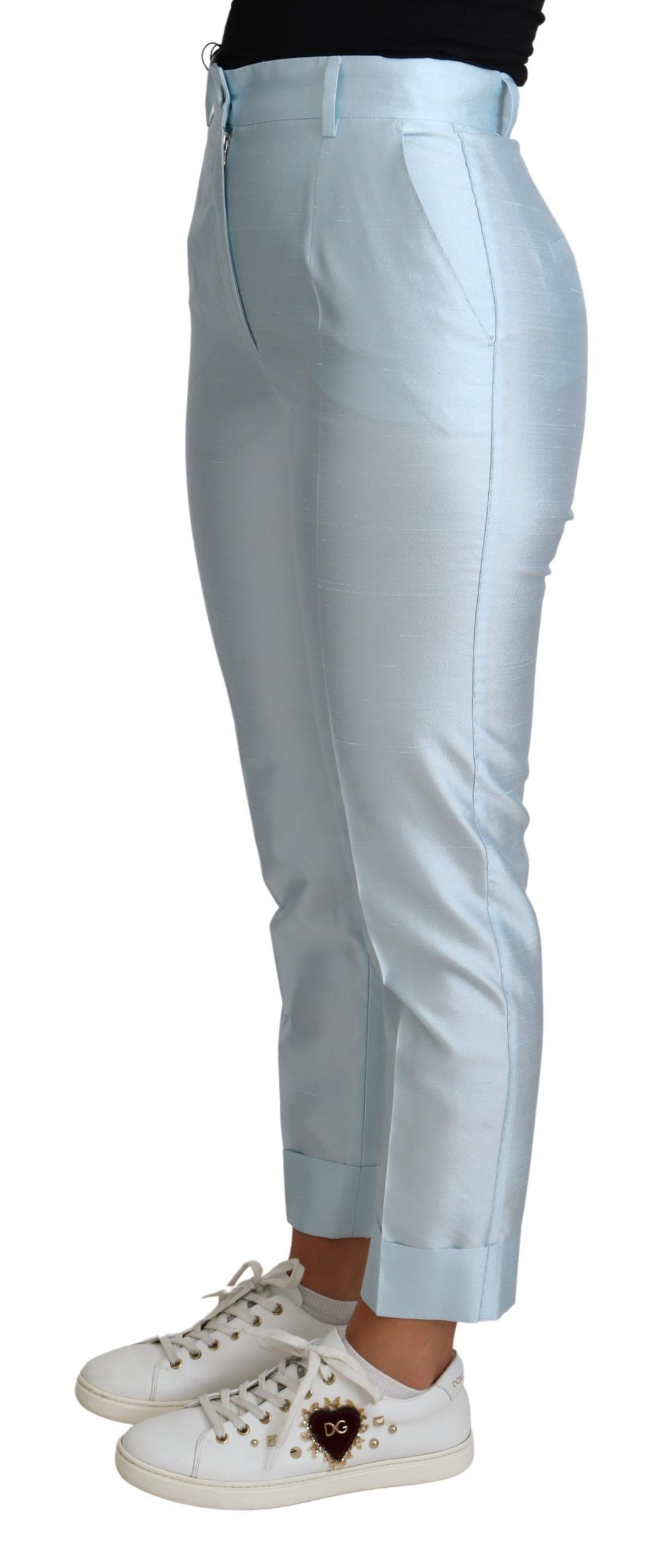 Silk Cropped Tapered Trouser Women's Pants - Dolce & Gabbana - Modalova
