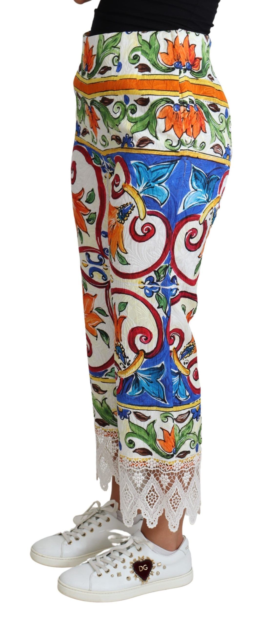 Majolica Print Trouser Cotton Women's Pants - Dolce & Gabbana - Modalova