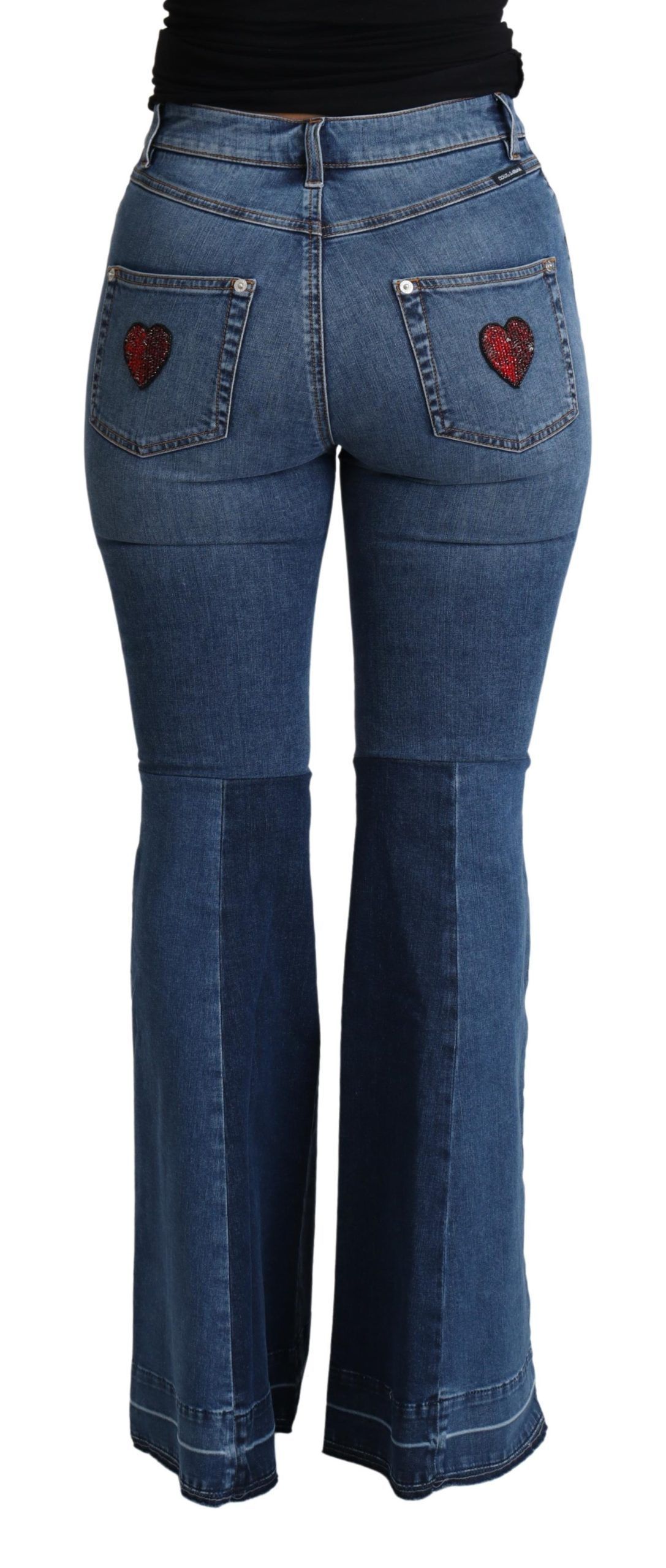 Amore Patch Boot Cut Cotton Stretch Women's Pant - Dolce & Gabbana - Modalova
