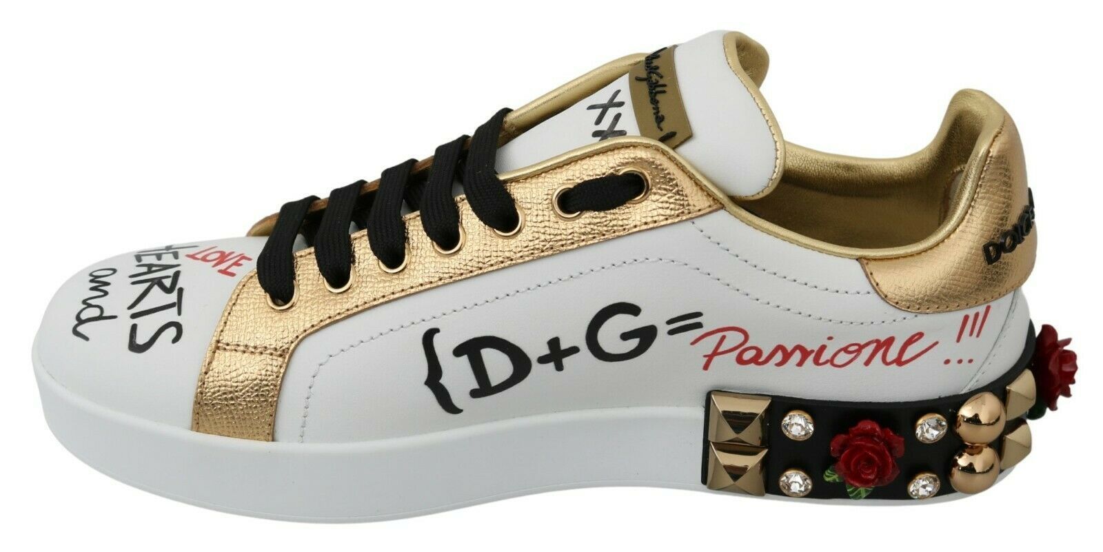 Roses Sequined Crystal Womens Sneakers Shoes - Dolce & Gabbana - Modalova