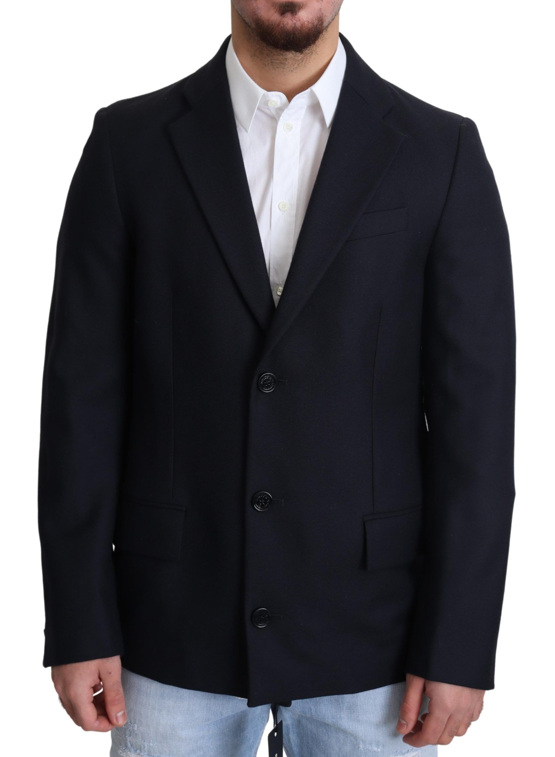 Dark Wool Single Breasted Coat Men's Jacket - Dolce & Gabbana - Modalova