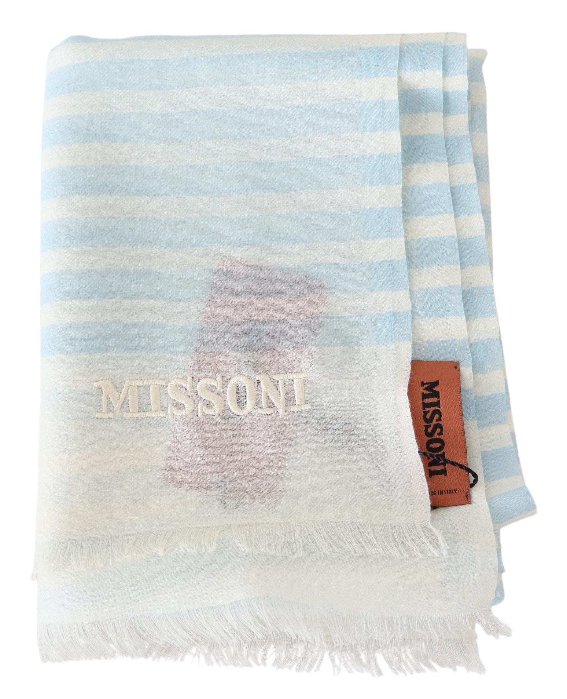 White Lined Cashmere Unisex Wrap Men's Scarf - Missoni - Modalova