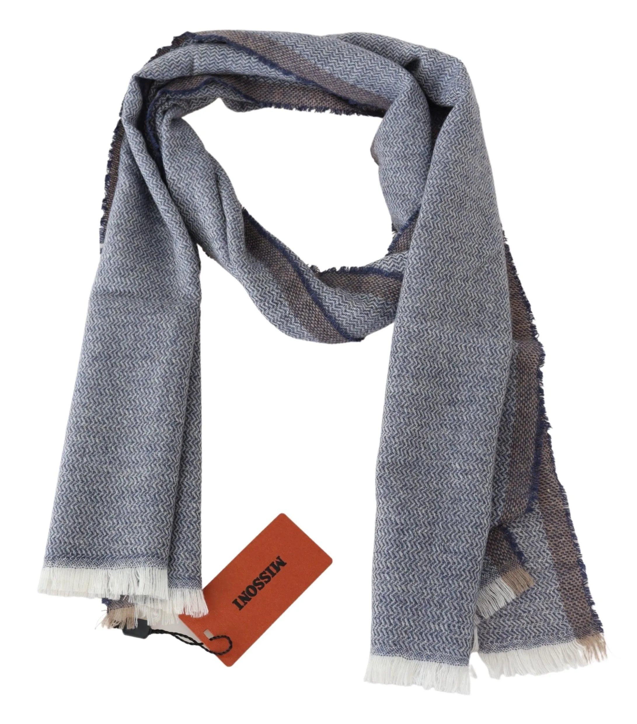 Striped Wool Unisex Neck Wrap Fringes Men's Scarf - Missoni - Modalova