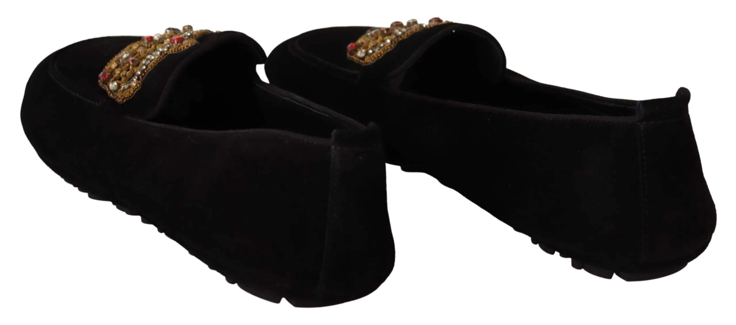 Leather Crystal Gold Crown Loafers Men's Shoes - Dolce & Gabbana - Modalova