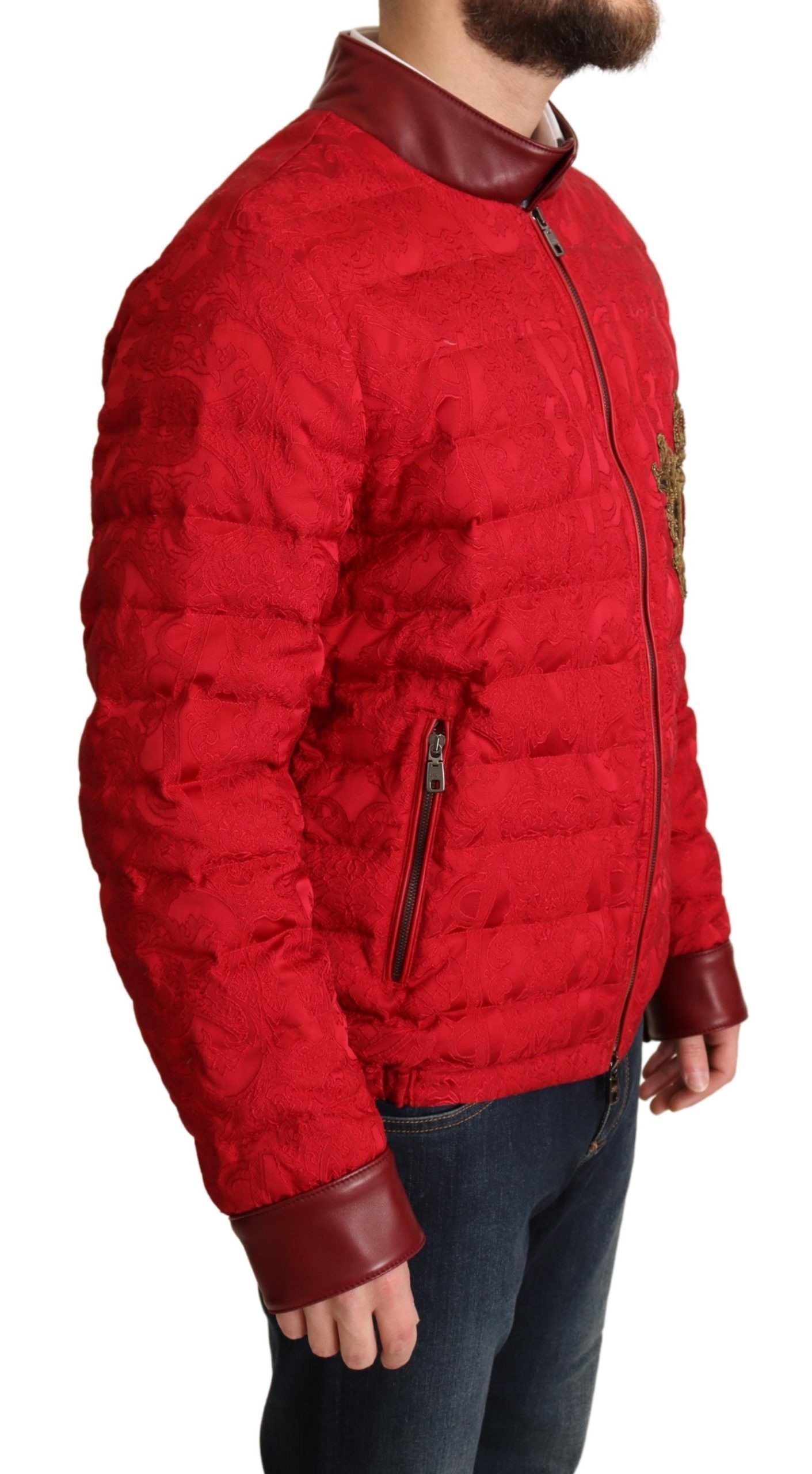 Brocade Bomber Gold Crown Logo Coat Men's Jacket - Dolce & Gabbana - Modalova