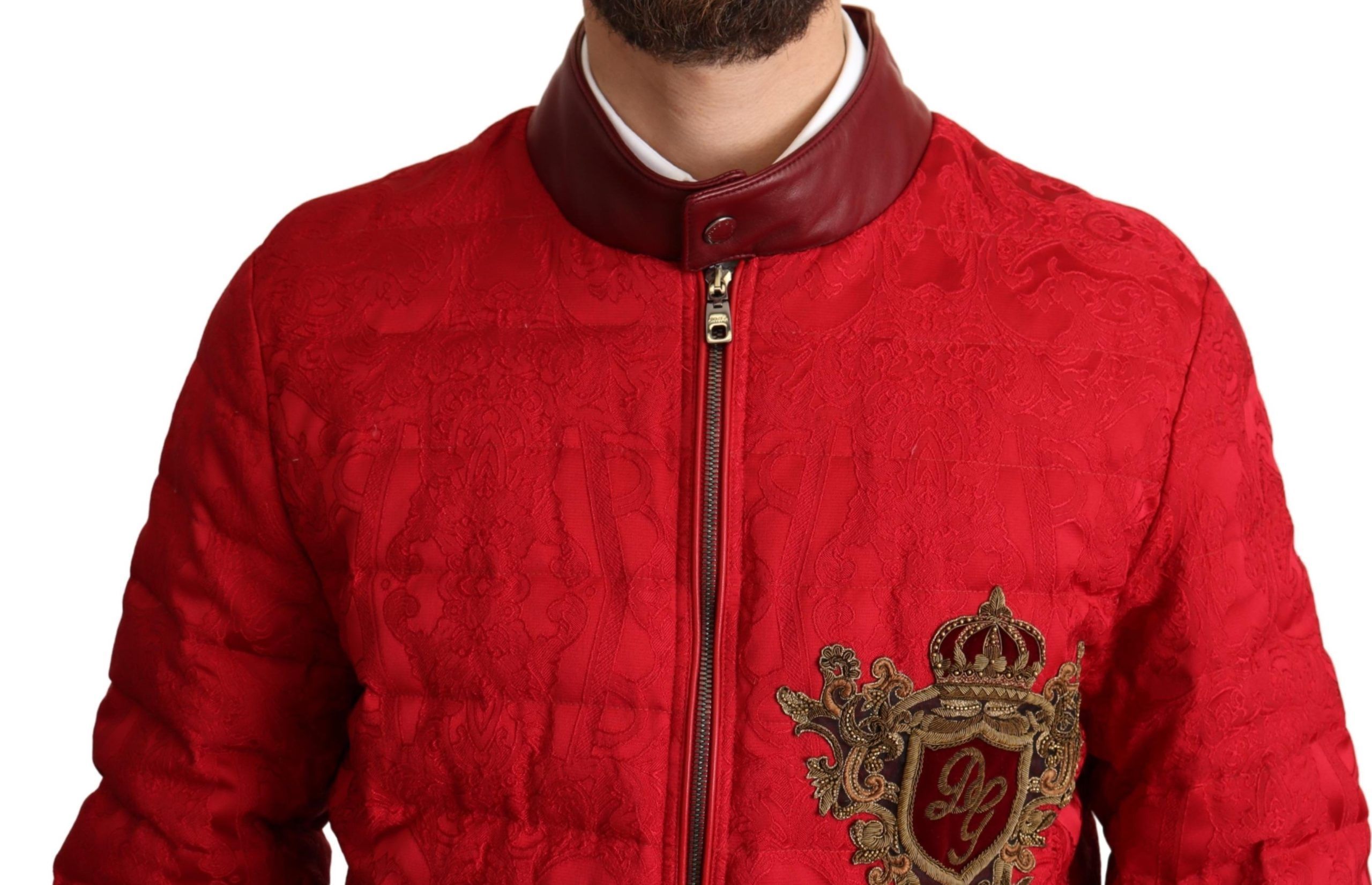 Brocade Bomber Gold Crown Logo Coat Men's Jacket - Dolce & Gabbana - Modalova