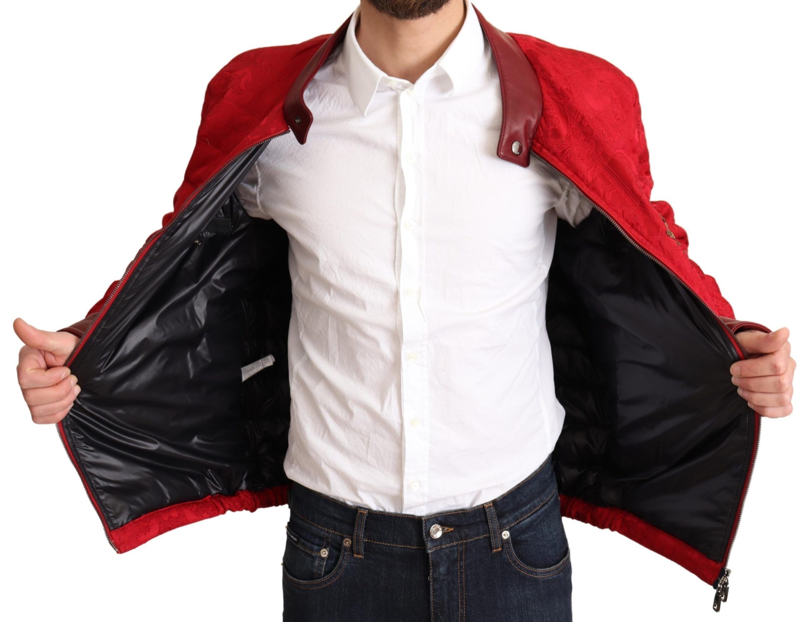 Brocade Bomber Gold Crown Logo Coat Men's Jacket - Dolce & Gabbana - Modalova
