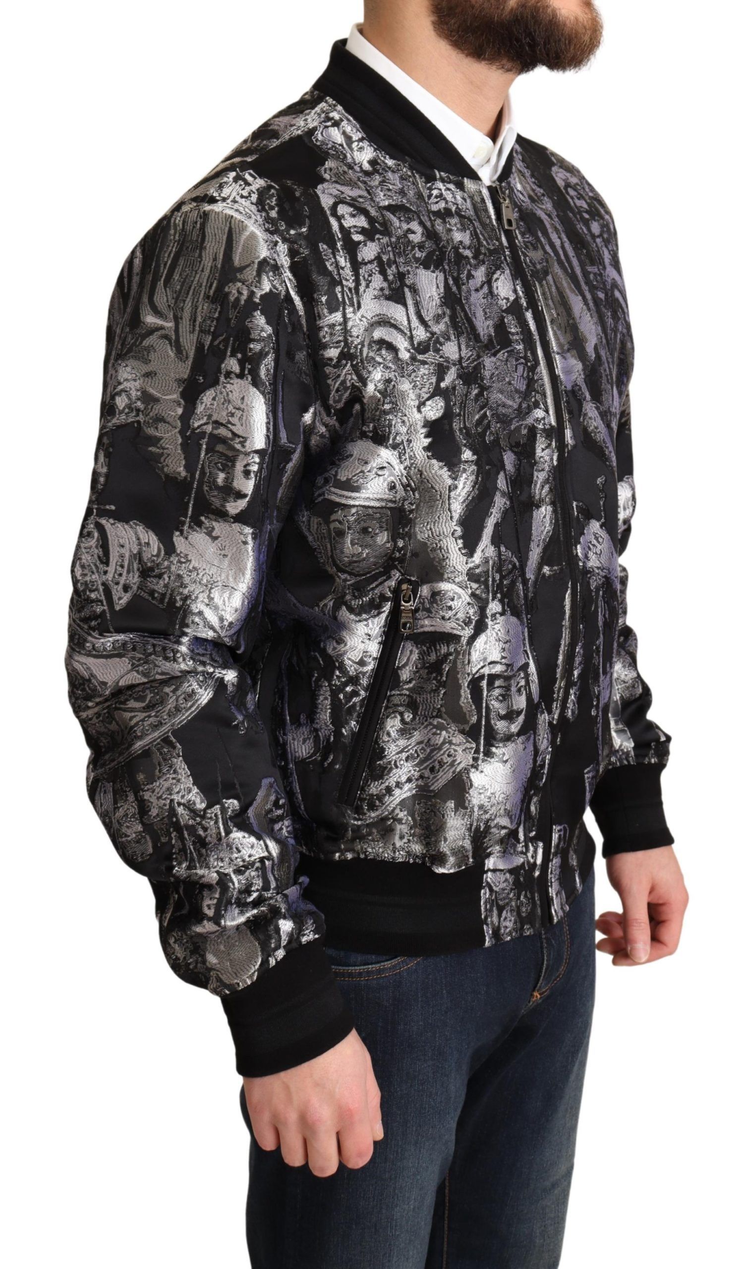 Silver Puppi Motive Bomber Men's Jacket - Dolce & Gabbana - Modalova