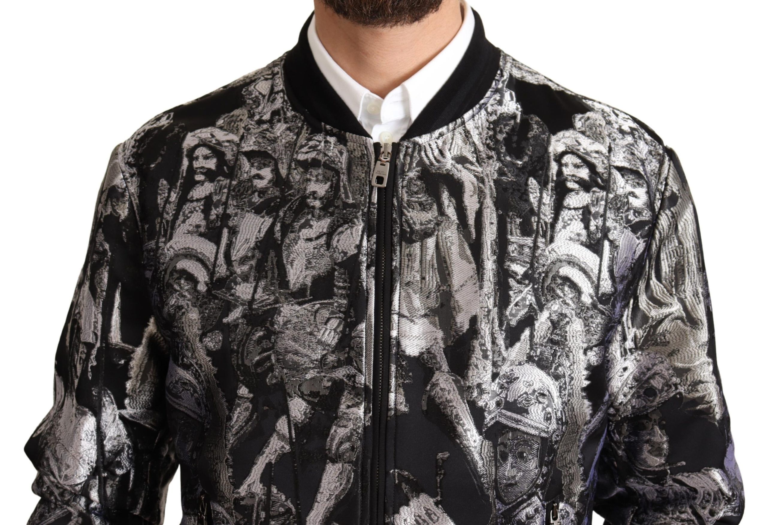 Silver Puppi Motive Bomber Men's Jacket - Dolce & Gabbana - Modalova