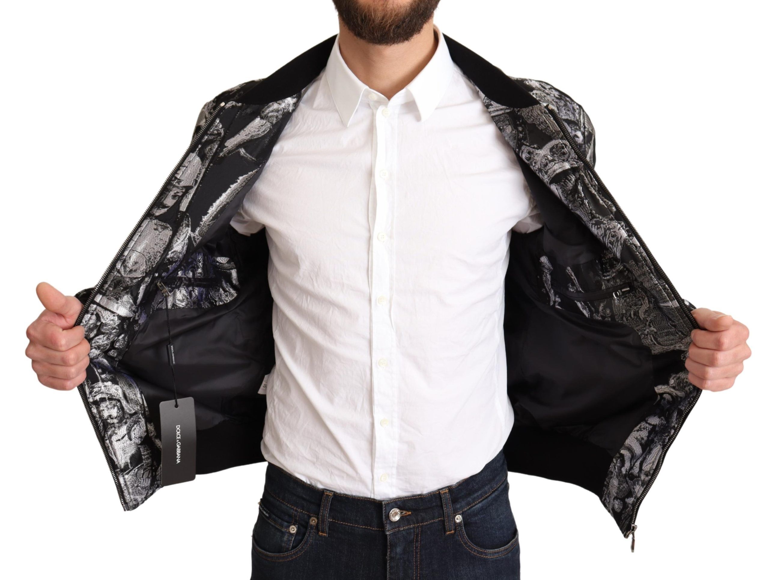 Silver Puppi Motive Bomber Men's Jacket - Dolce & Gabbana - Modalova