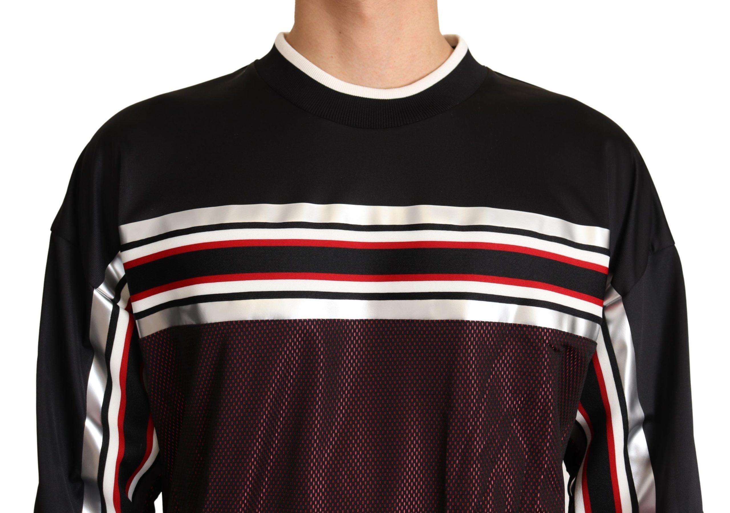 Red Mesh Sport Pullover Crewneck Men's Sweater - Dolce & Gabbana - Modalova
