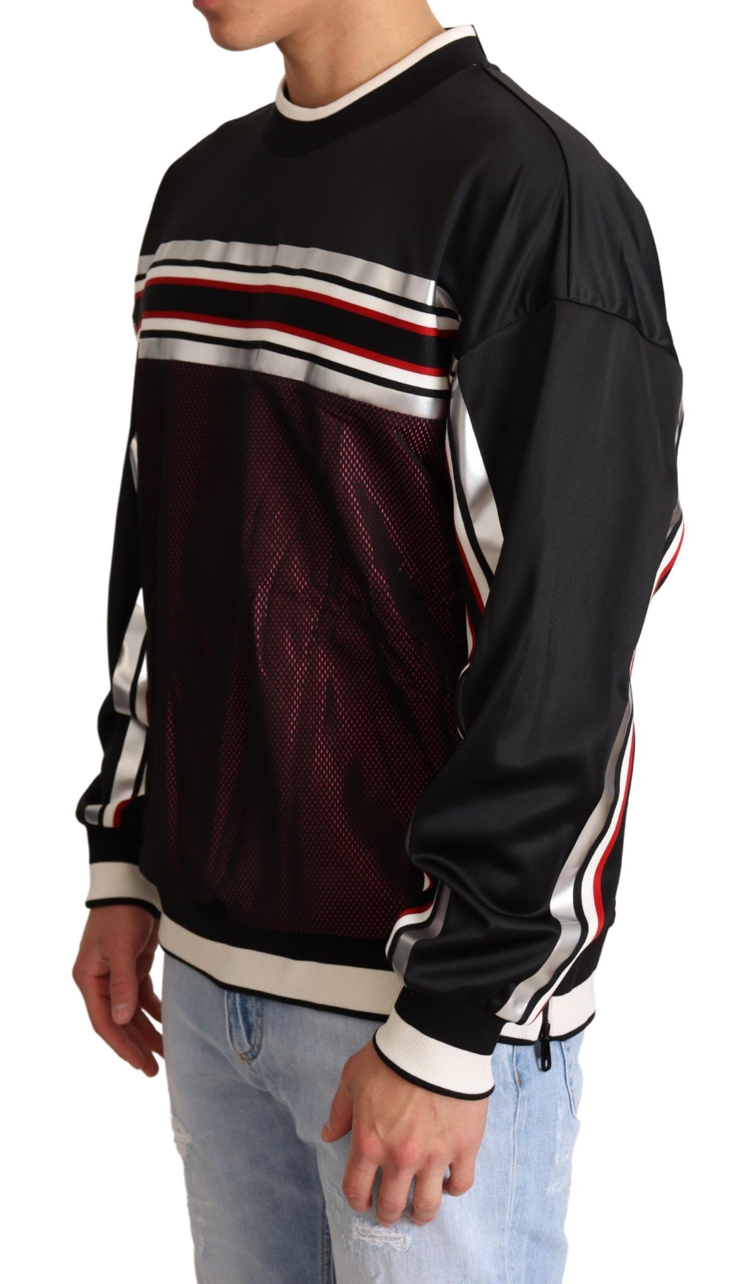 Red Mesh Sport Pullover Crewneck Men's Sweater - Dolce & Gabbana - Modalova
