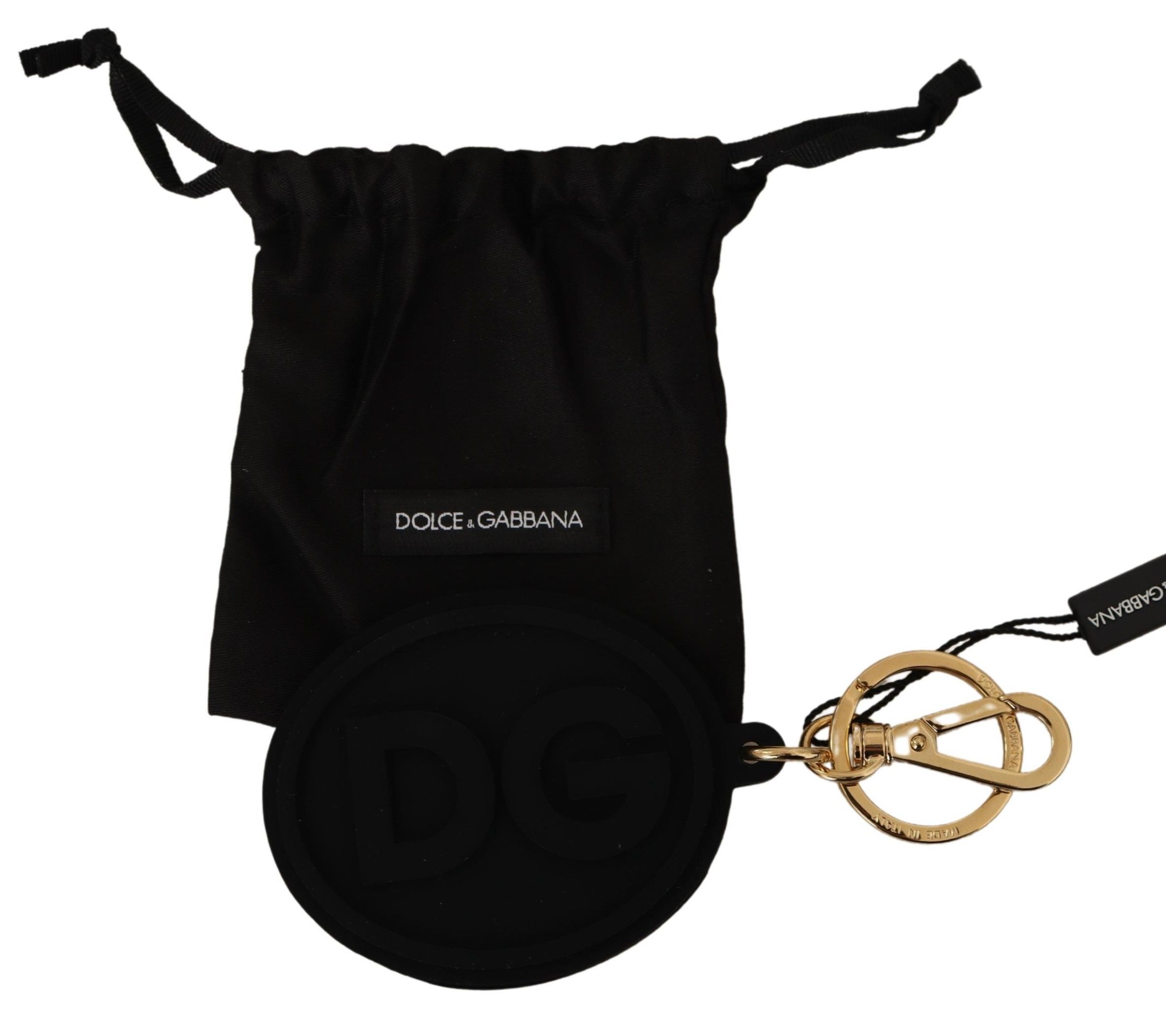 Rubber DG Logo Gold Brass Metal Keyring Men's Keychain - Dolce & Gabbana - Modalova