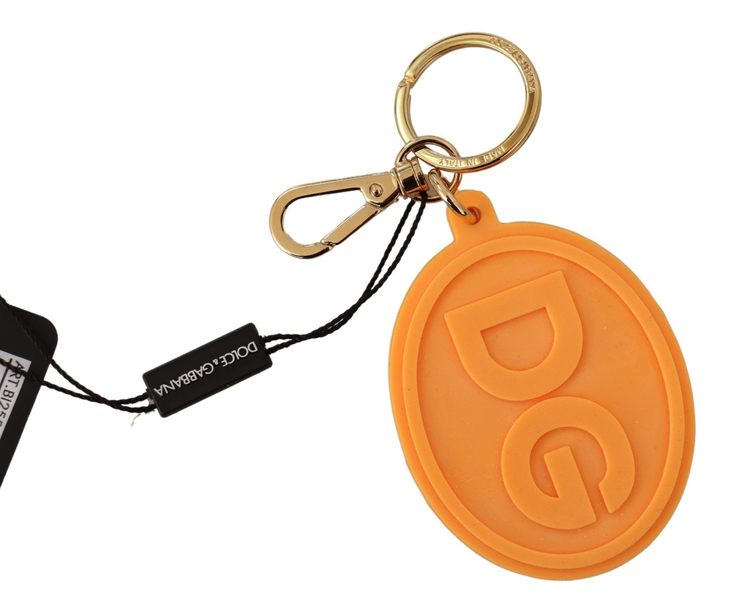 Rubber DG Logo Gold Brass Metal Men's Keychain - Dolce & Gabbana - Modalova