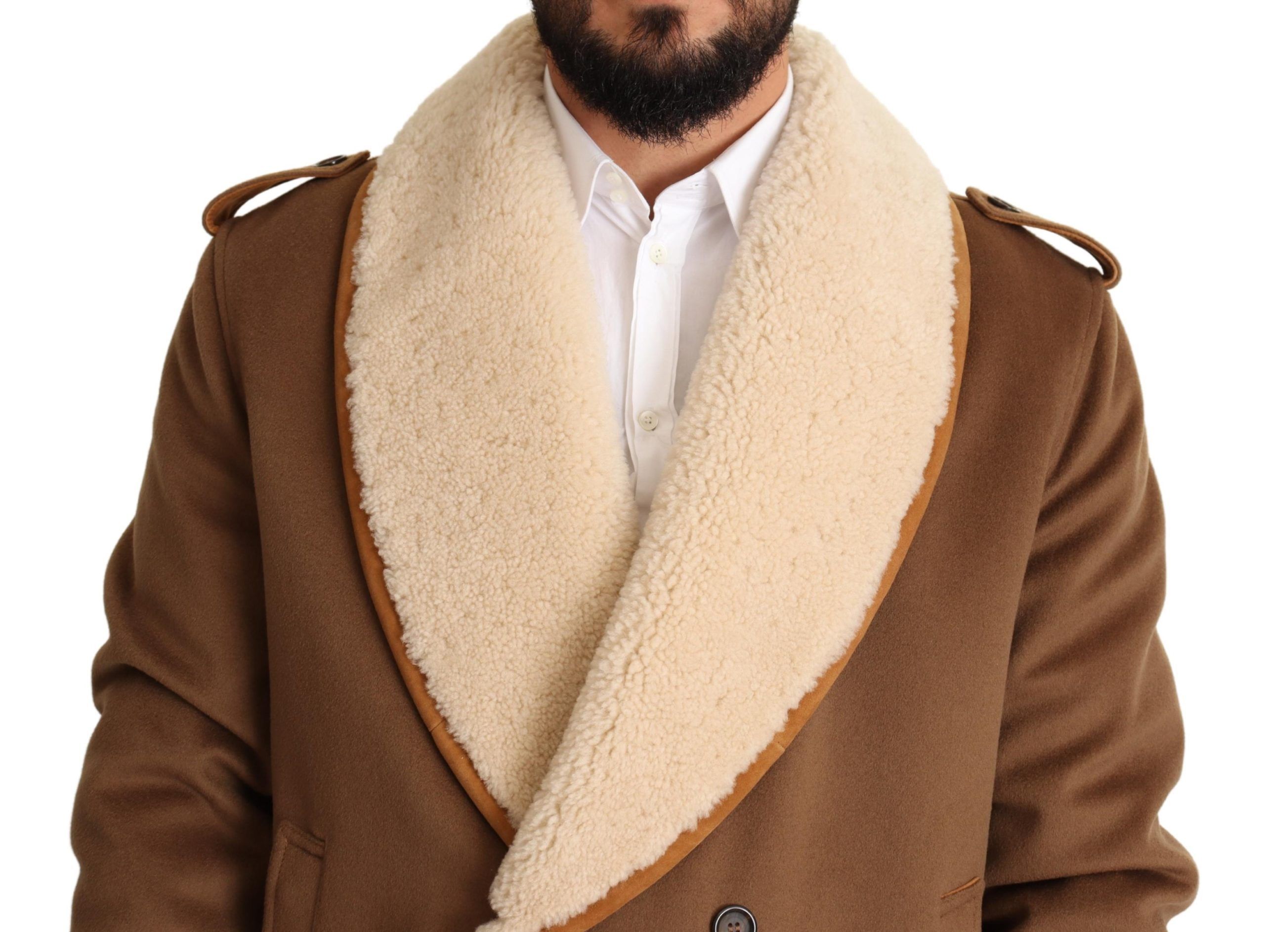 Double Breasted Shearling Coat Men's Jacket - Dolce & Gabbana - Modalova