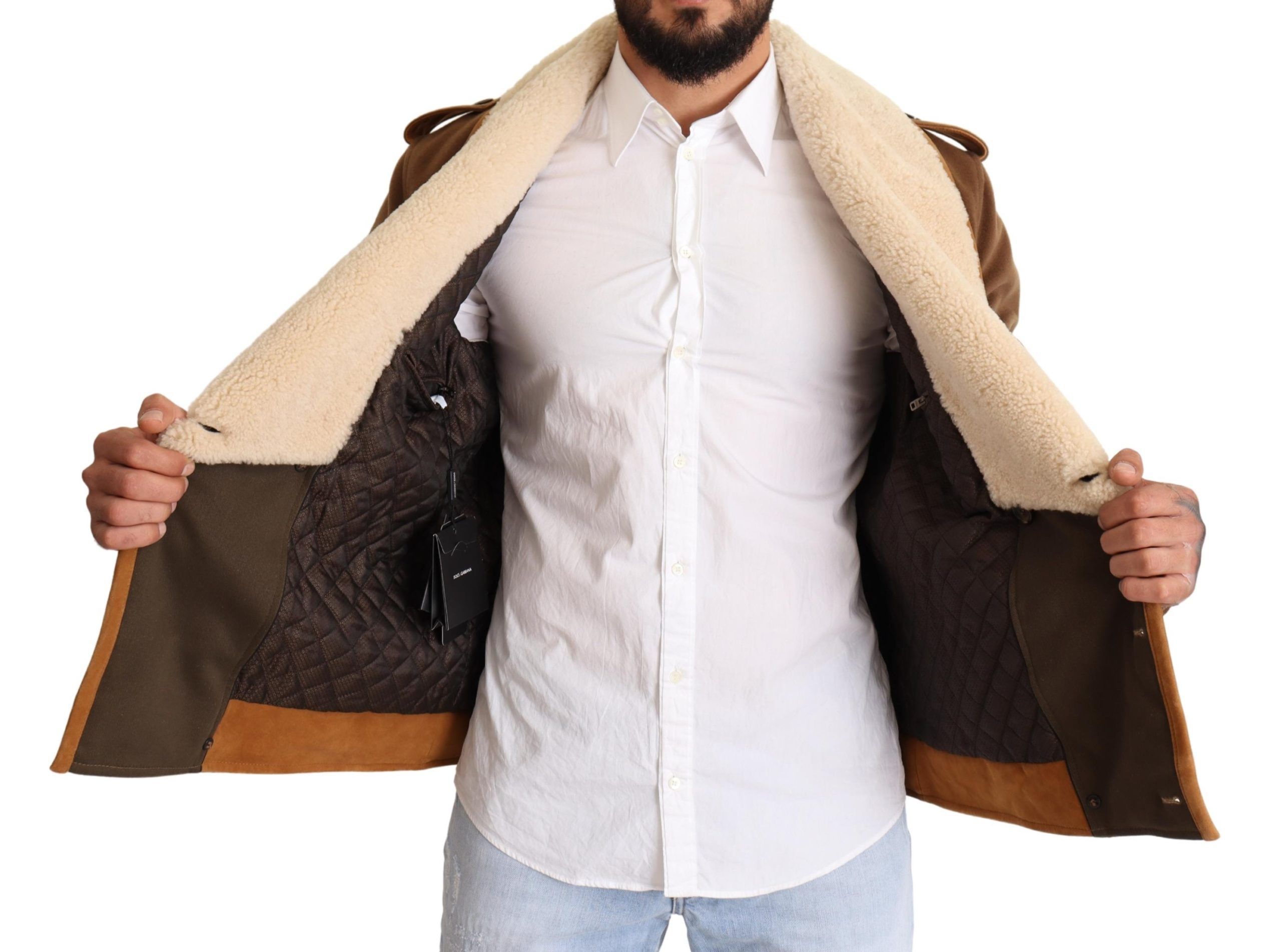 Double Breasted Shearling Coat Men's Jacket - Dolce & Gabbana - Modalova