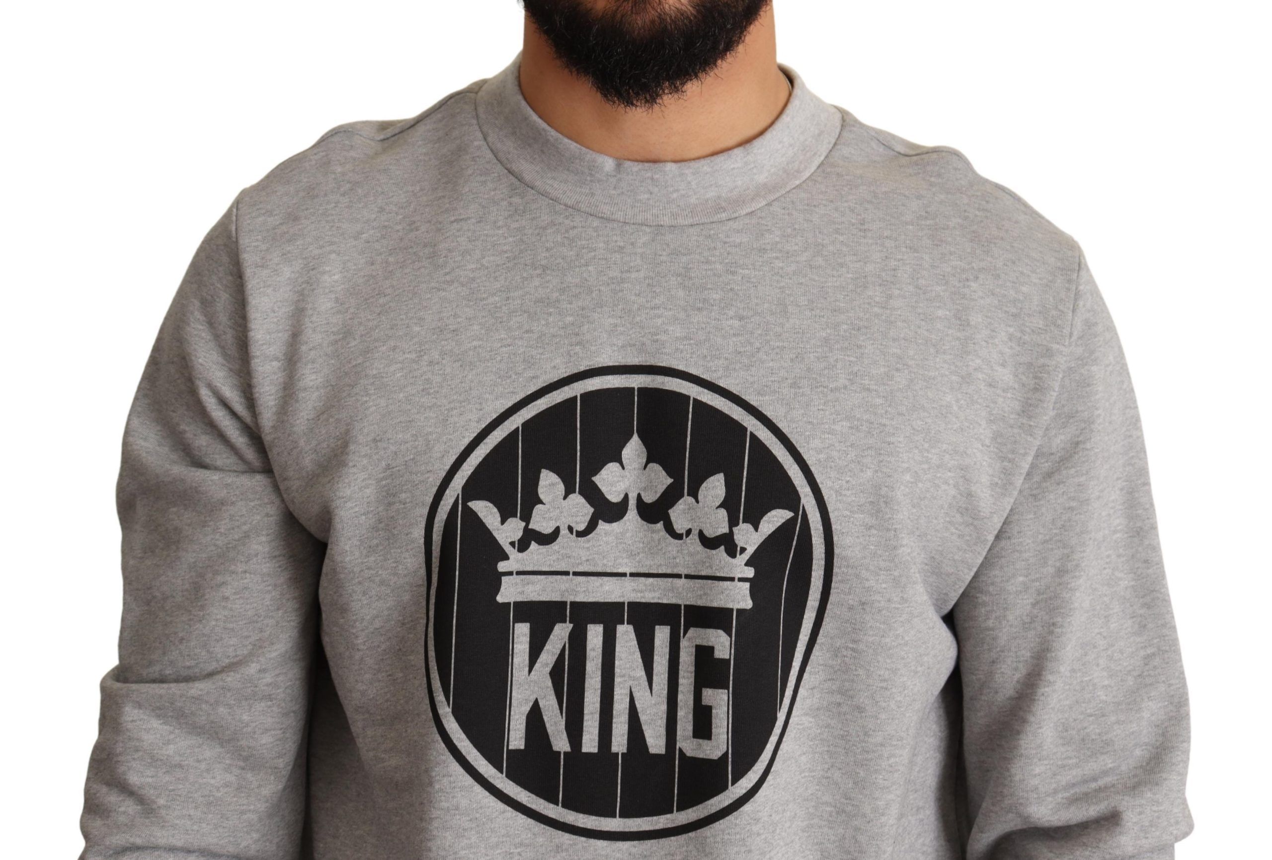 Crown King Print Cotton Men's Sweater - Dolce & Gabbana - Modalova